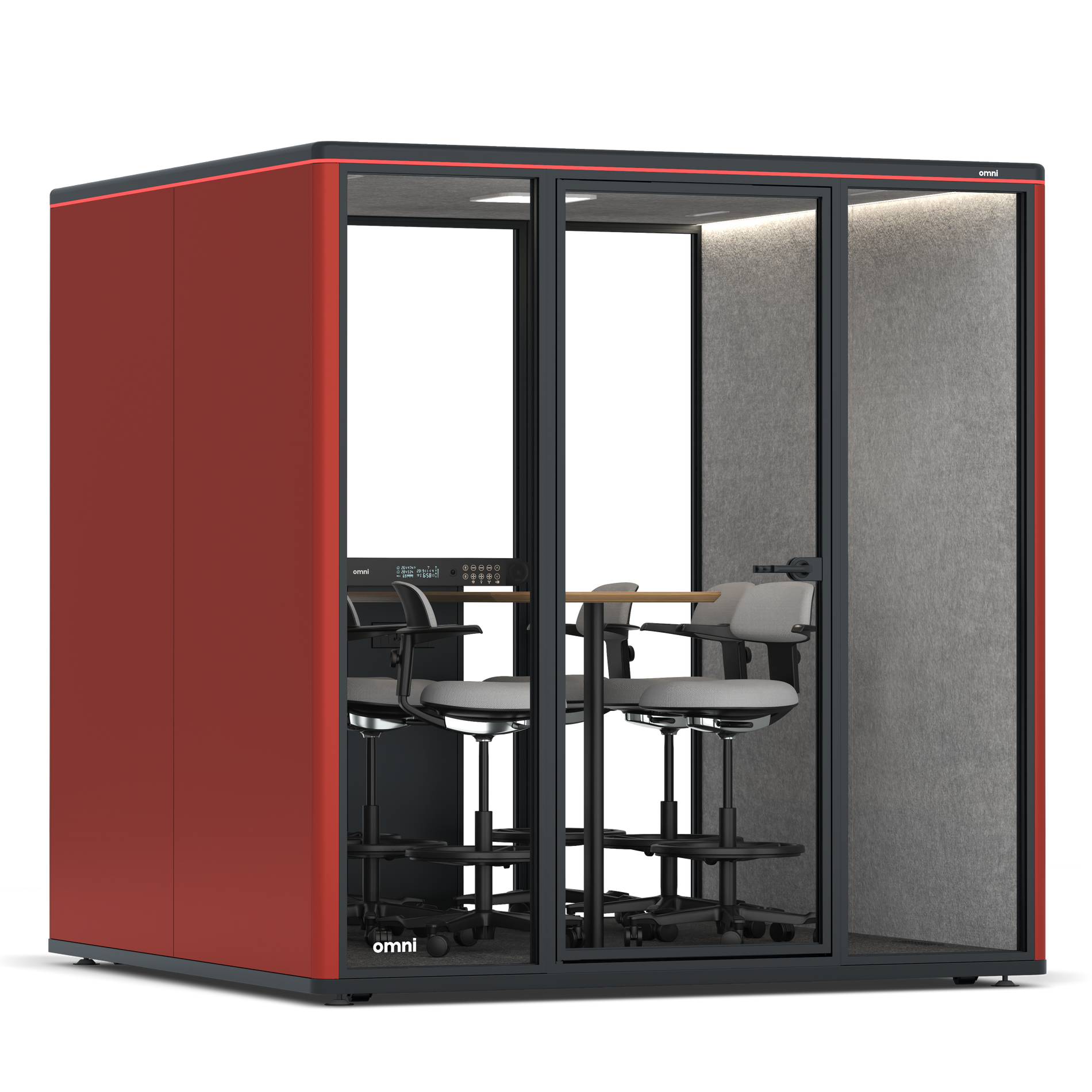 Omni SixCounter Meeting Table / RAL Tomato Red / #a49f98