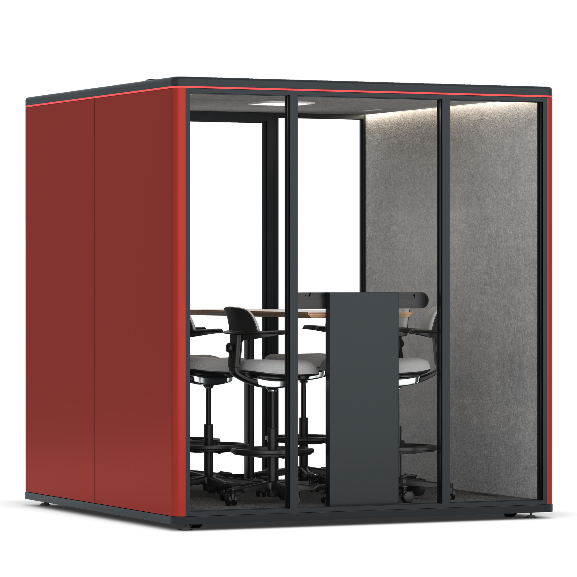 Omni SixCounter Meeting Table / RAL Tomato Red / #a49f98