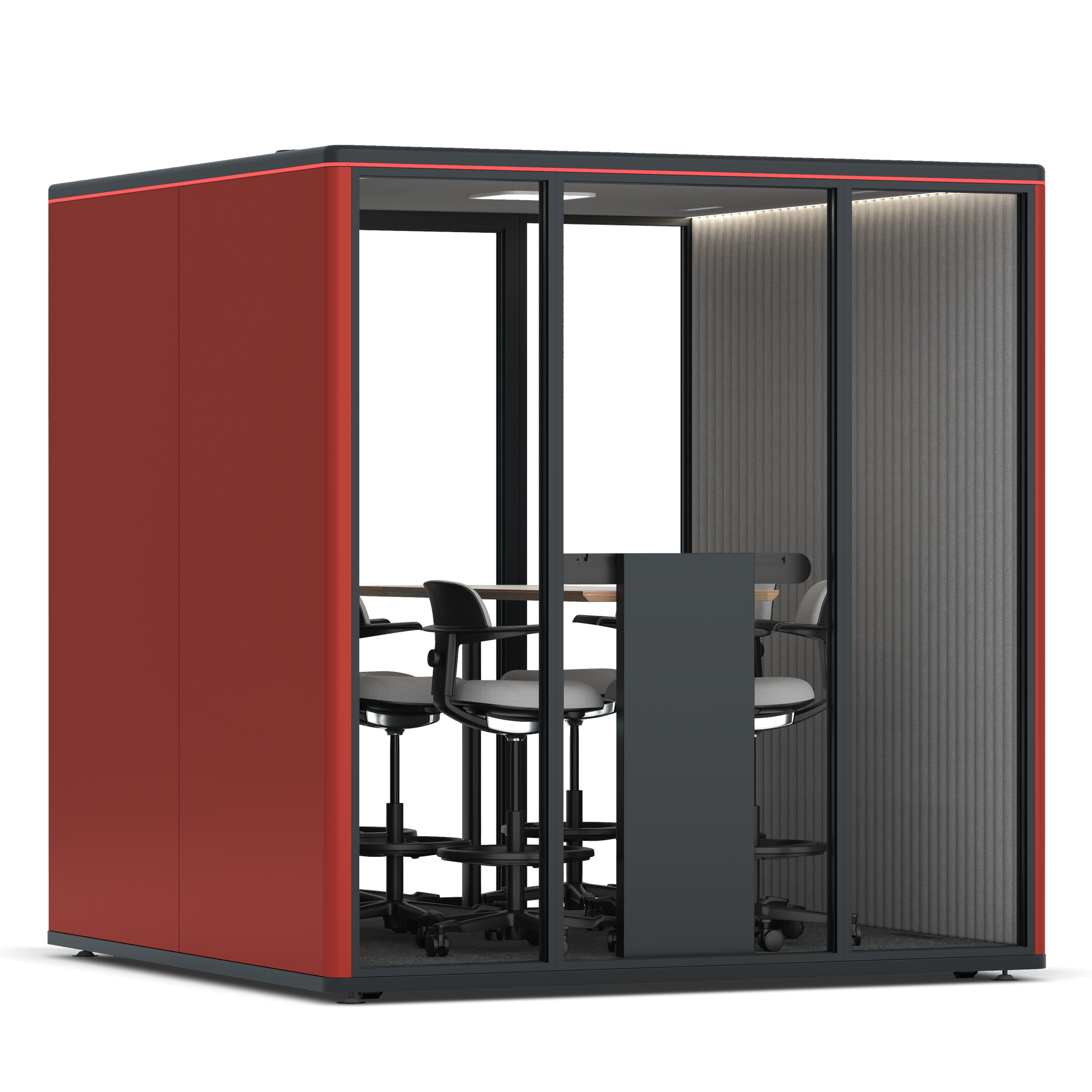 Omni SixCounter Meeting Table / RAL Tomato Red / #6d6c69