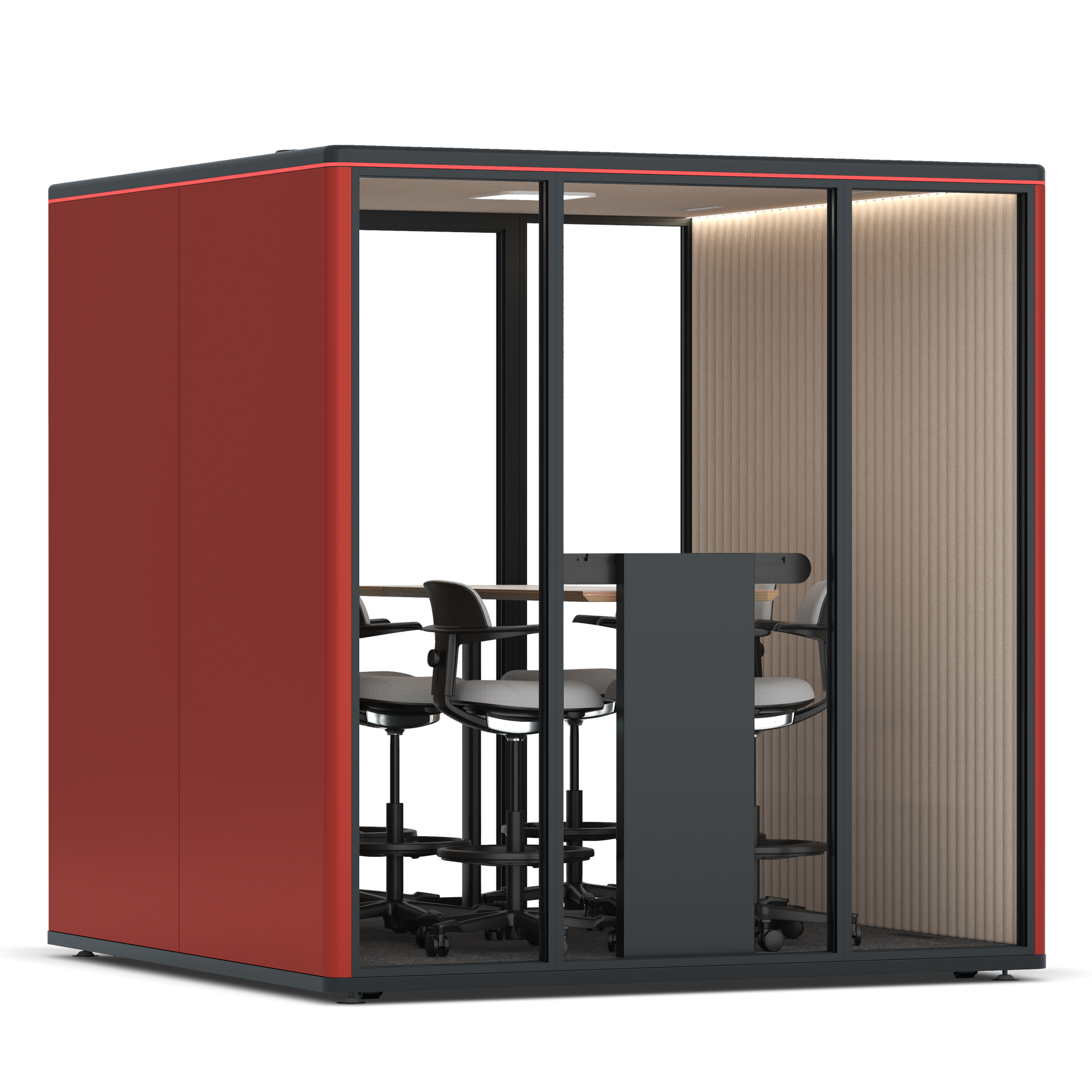 Omni SixCounter Meeting Table / RAL Tomato Red / #a18e7e
