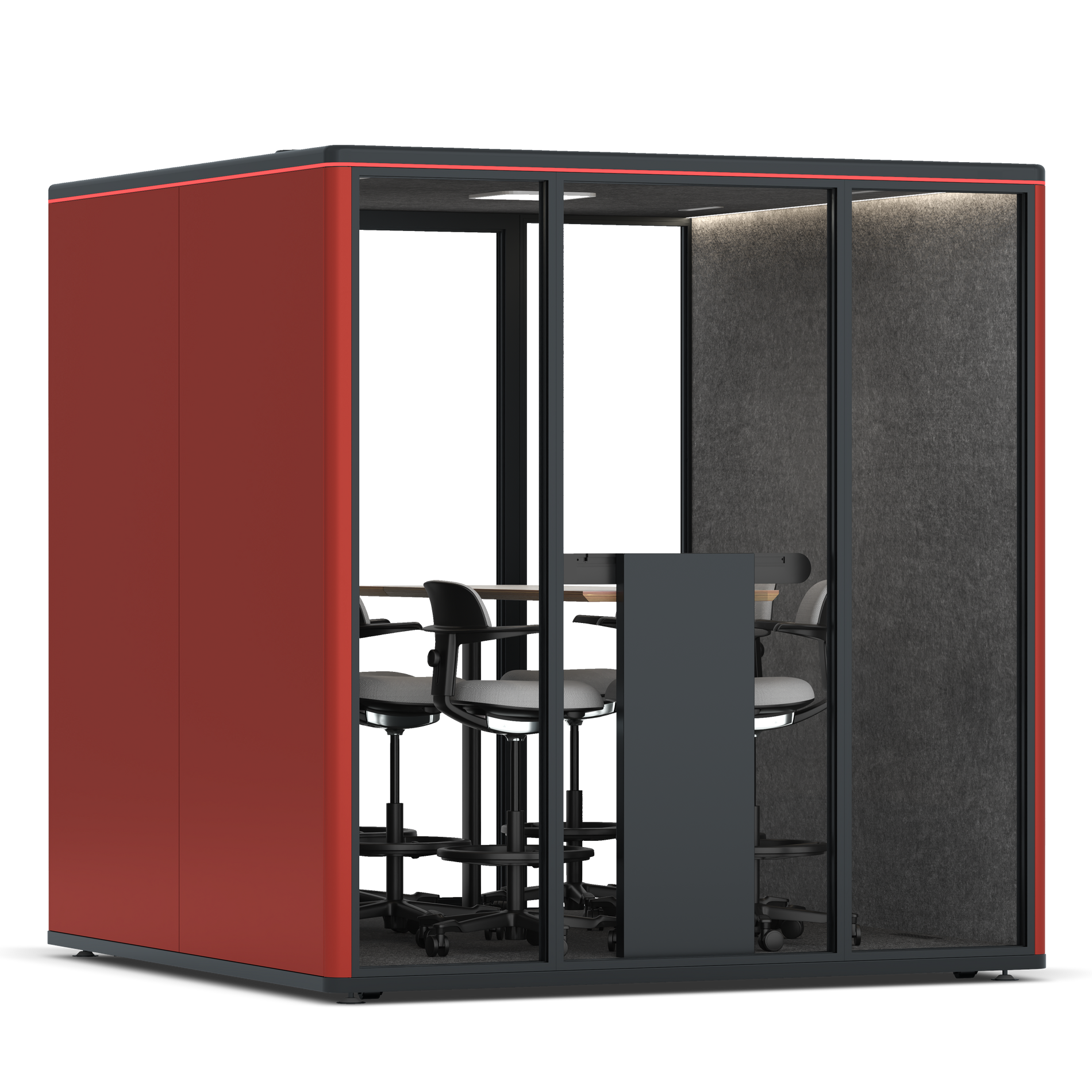 Omni SixCounter Meeting Table / RAL Tomato Red / #615f5d