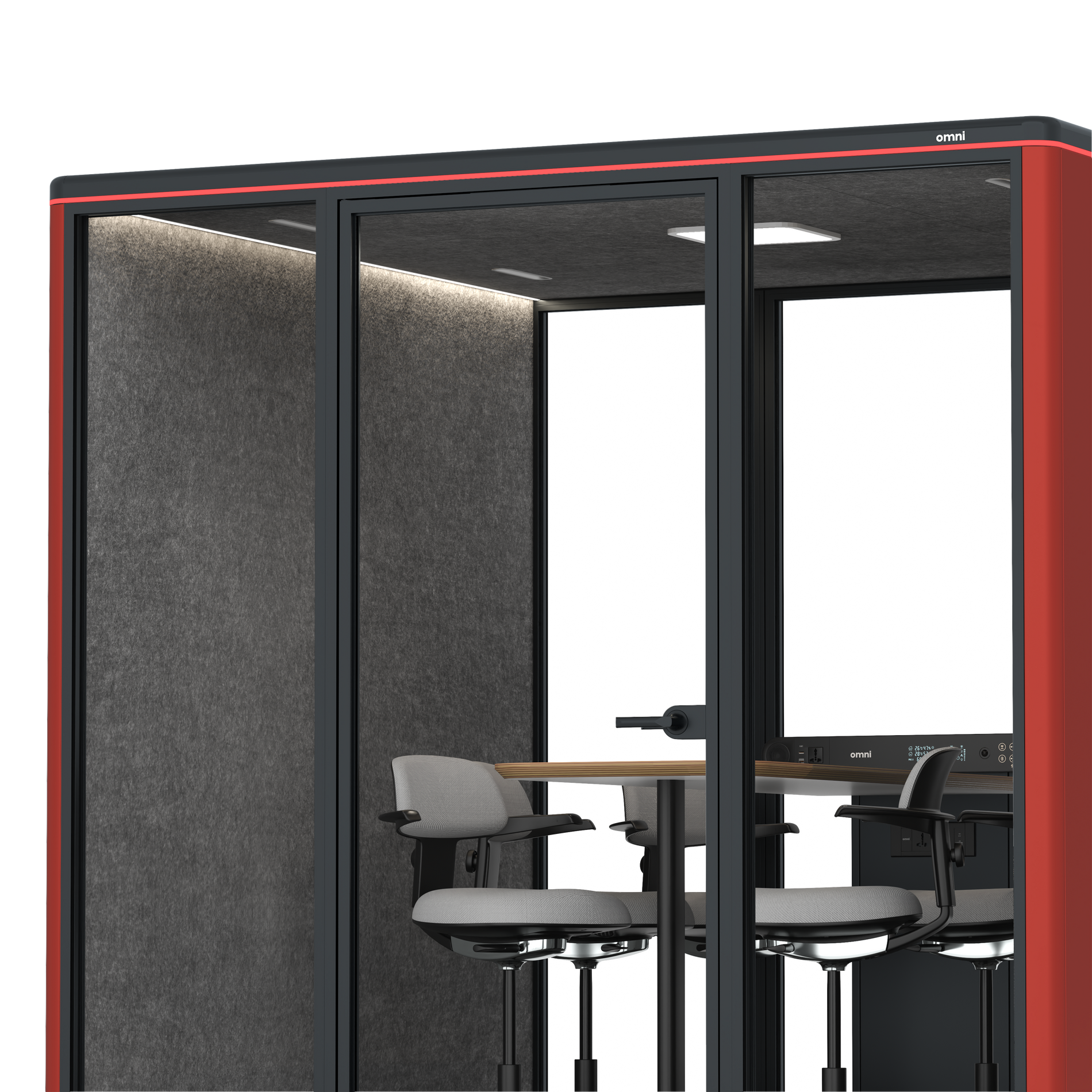 Omni SixCounter Meeting Table / RAL Tomato Red / #615f5d