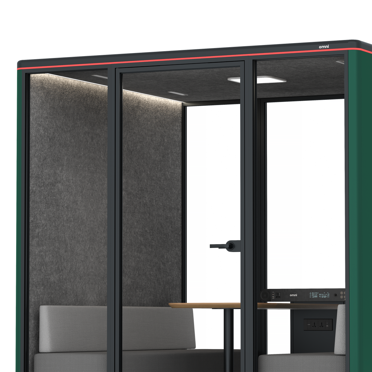 Omni FourSofa / RAL sammaleenvihreä / Dark Grey Pet Board