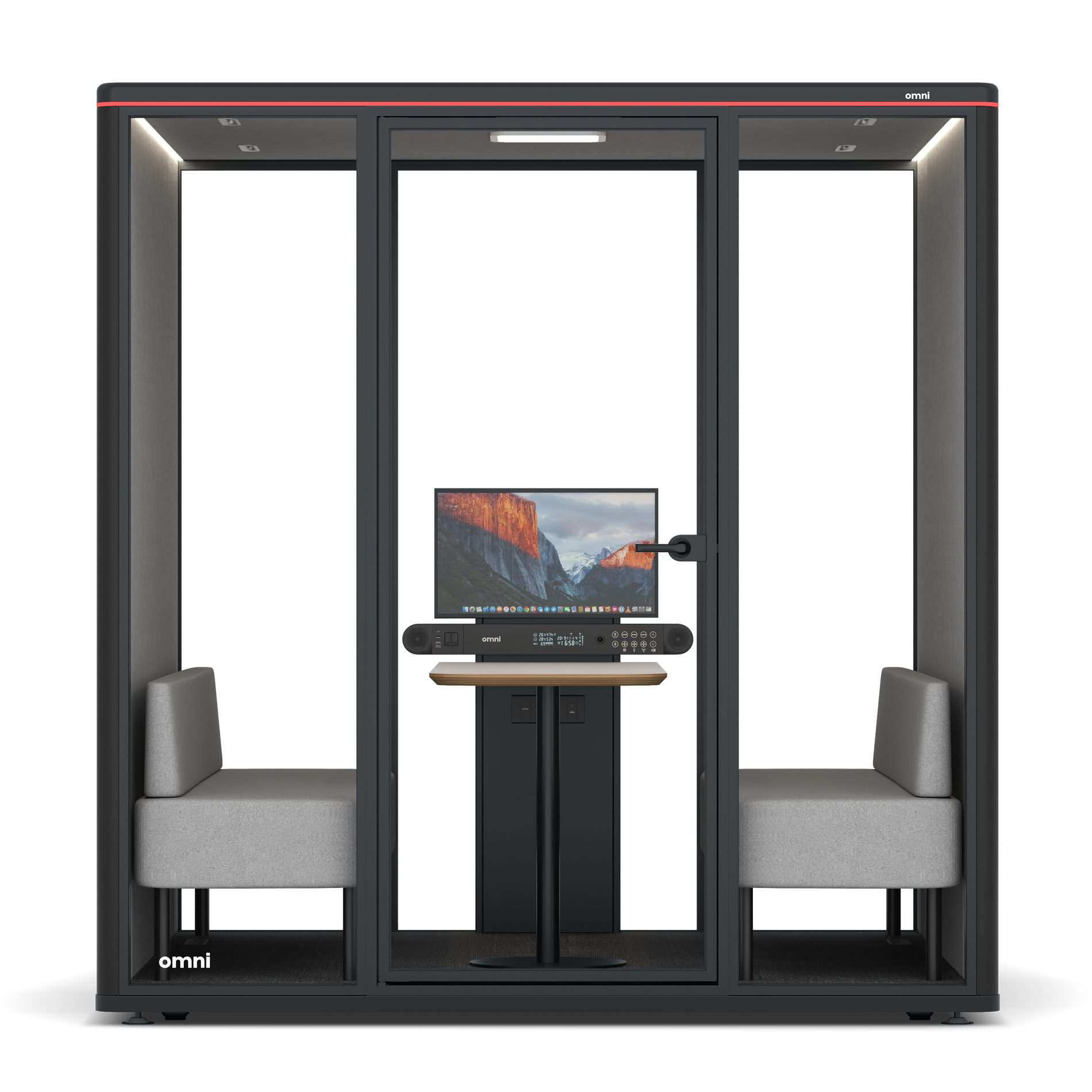 Omni SixSofa (+ Monitor Stand) / RAL Black / Grey Corrugated