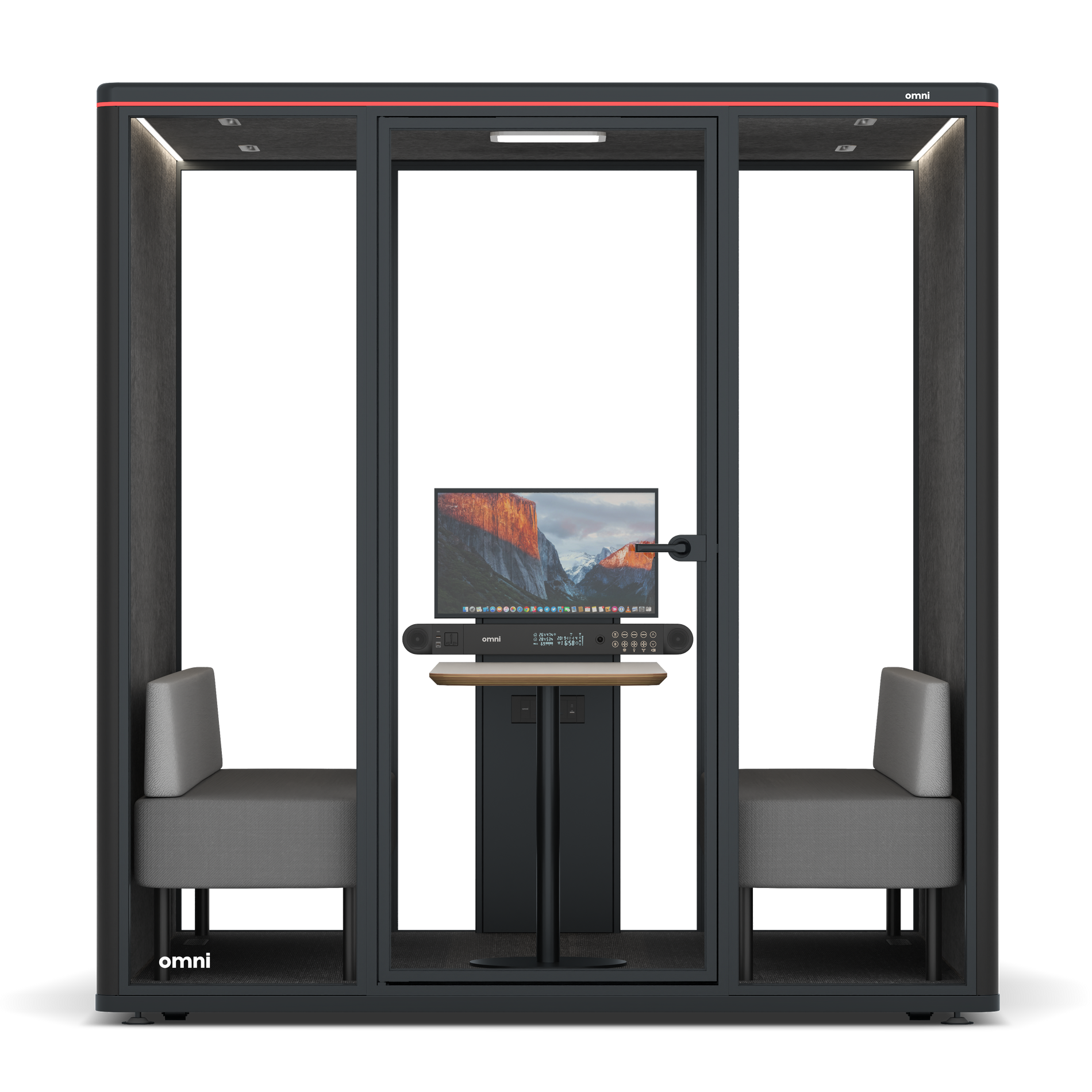 Omni SixSofa (+ Monitor Stand) / RAL Black / Dark Grey Pet Board