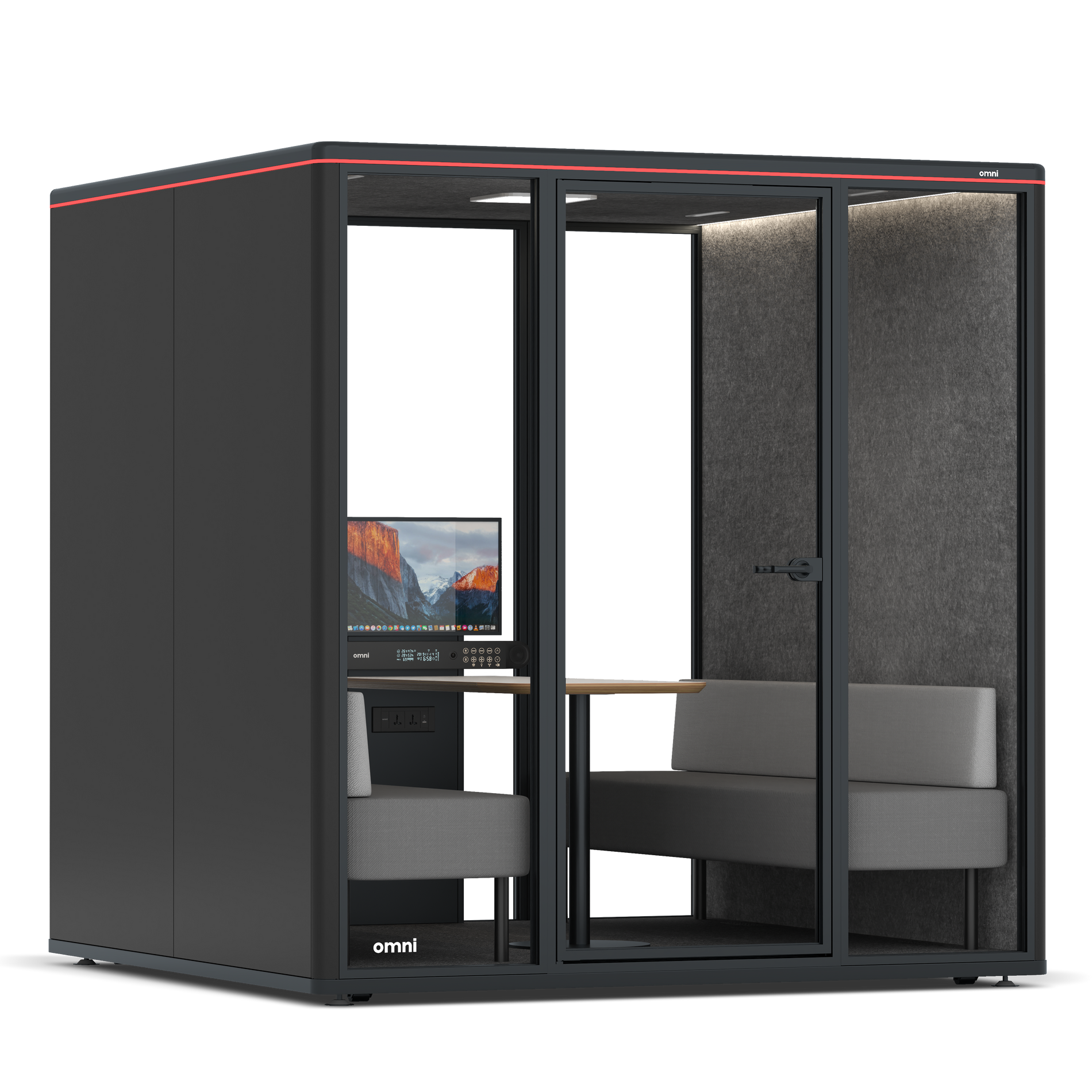 Omni SixSofa (+ Monitor Stand) / RAL Black / Dark Grey Pet Board
