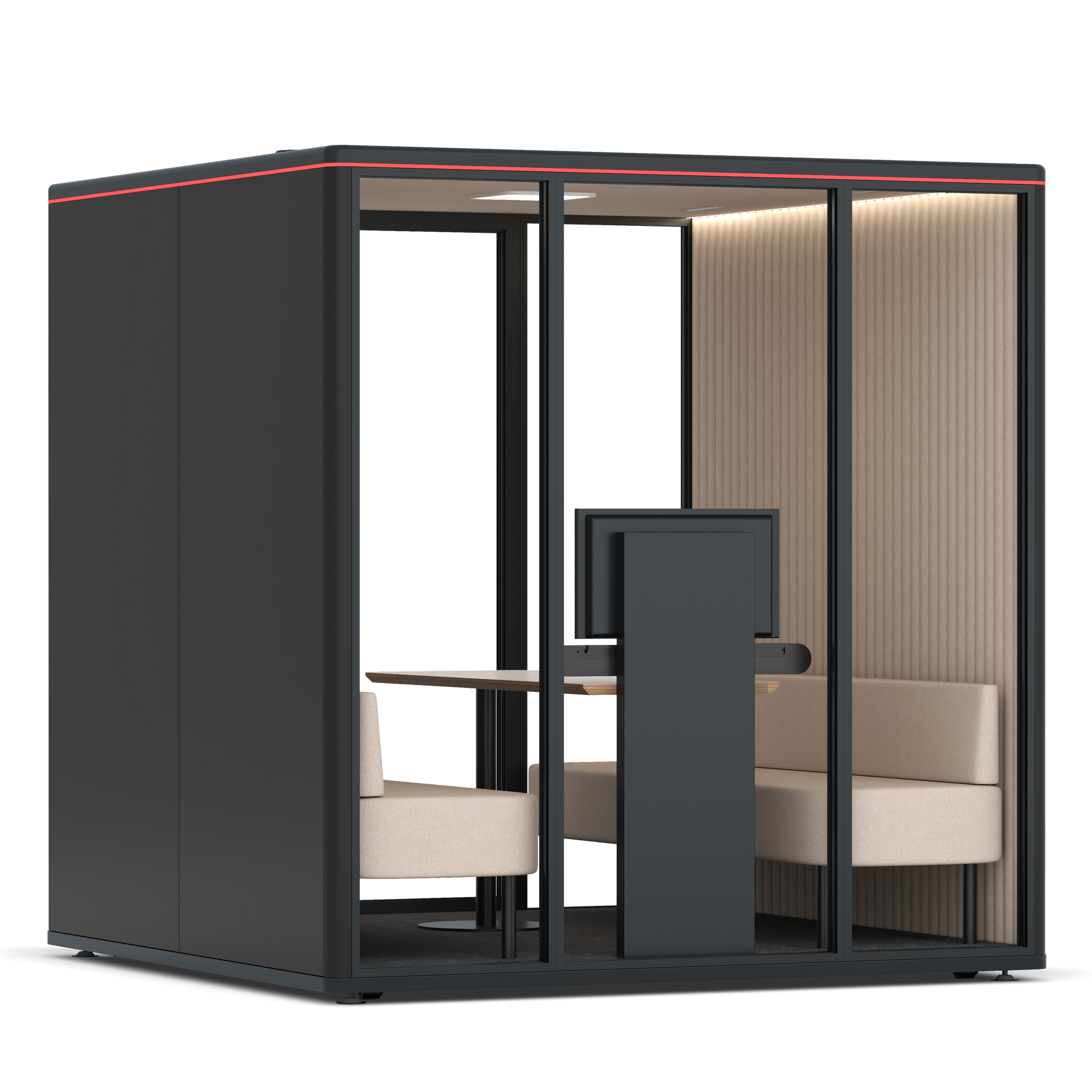 Omni SixSofa (+ Monitor Stand) / RAL Black / Beige Corrugated