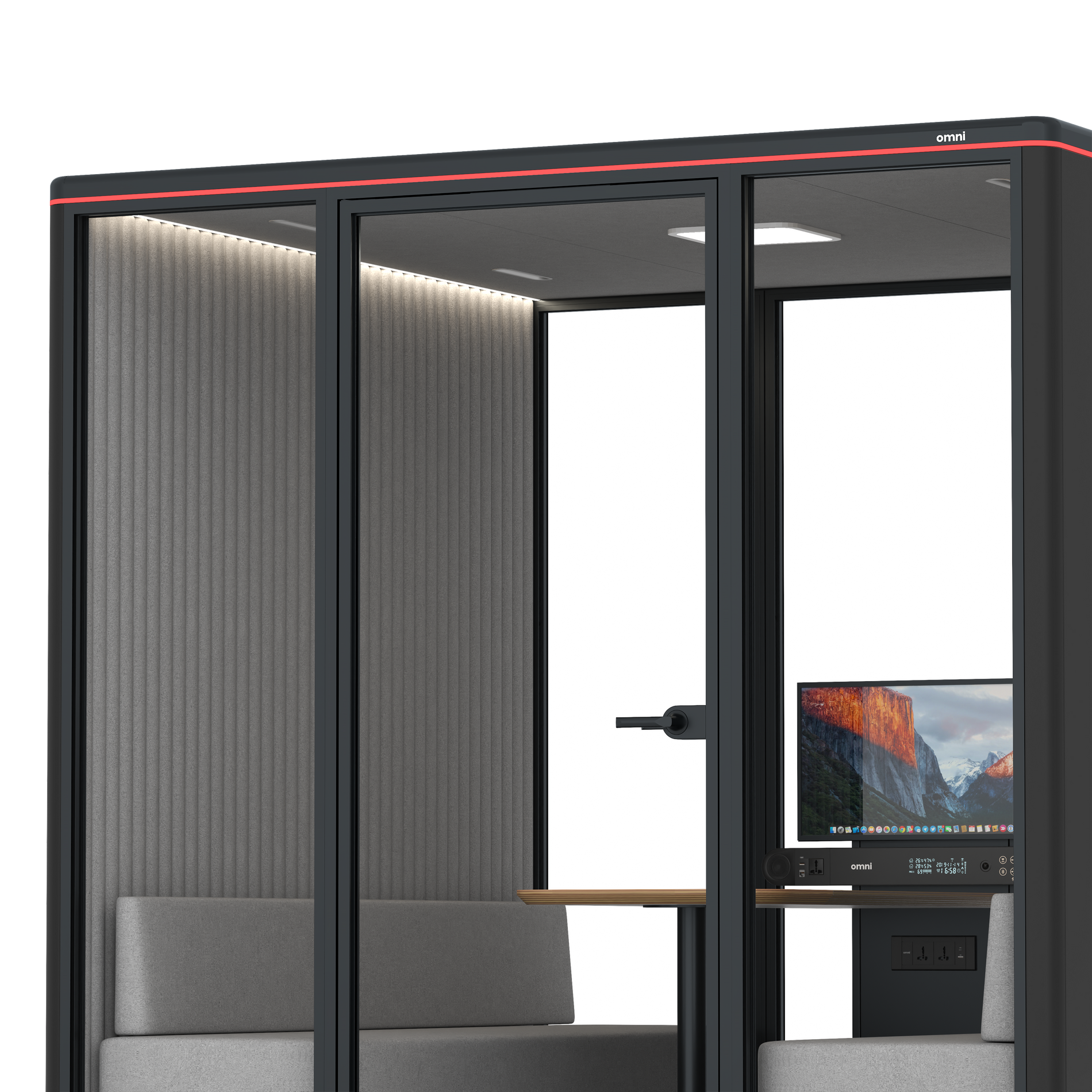 Omni SixSofa (+ Monitor Stand) / RAL Black / #6d6c69