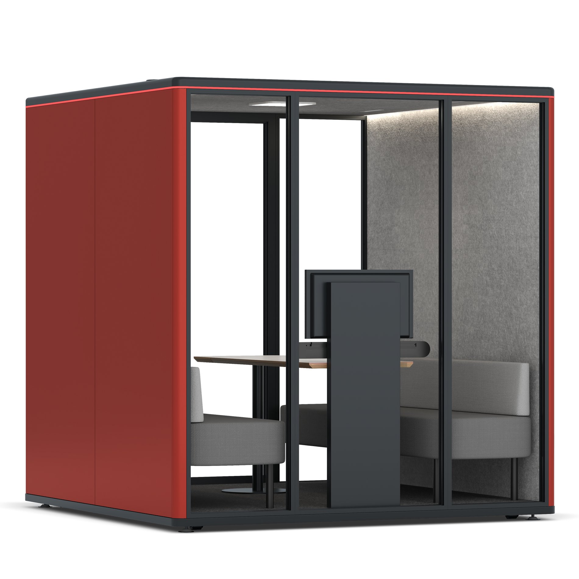 Omni SixSofa (+ Monitor Stand) / RAL Tomato Red / #a49f98