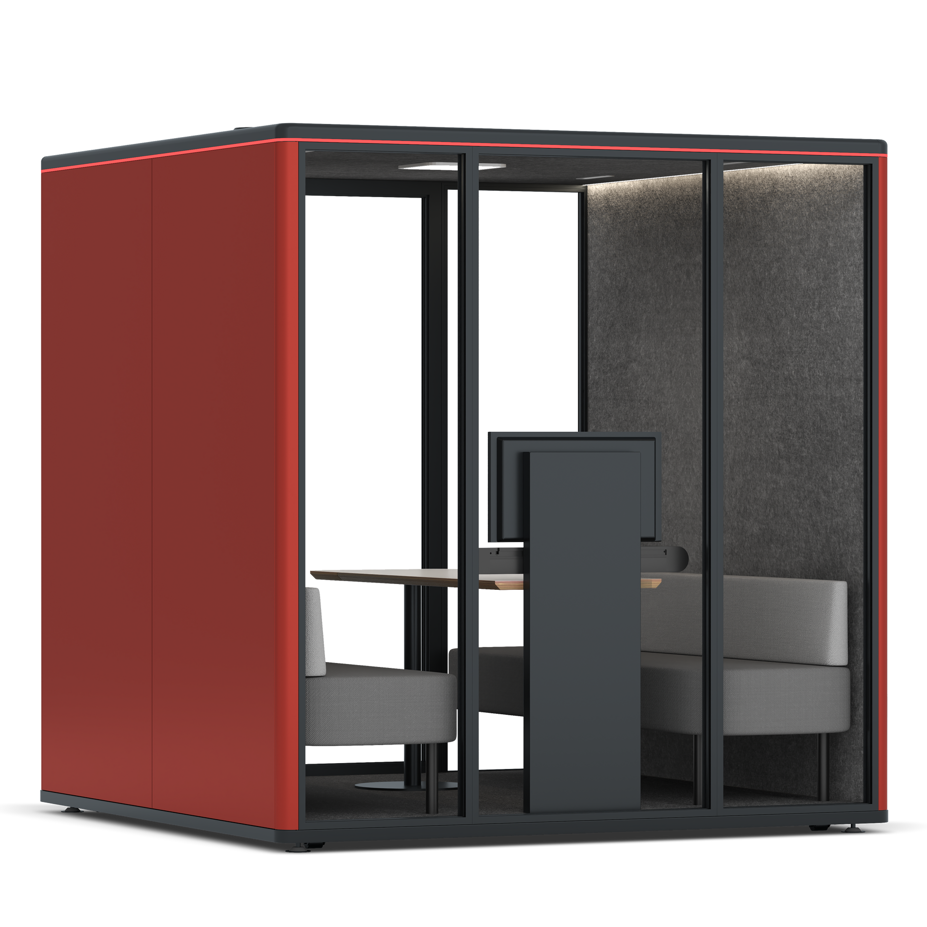 Omni SixSofa (+ Monitor Stand) / RAL Tomato Red / #615f5d
