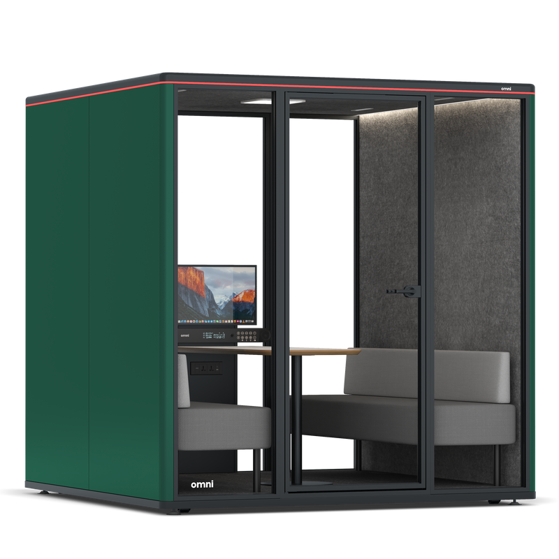 Omni SixSofa (+ Monitor Stand) / RAL Moss Green / Dark Grey Pet Board