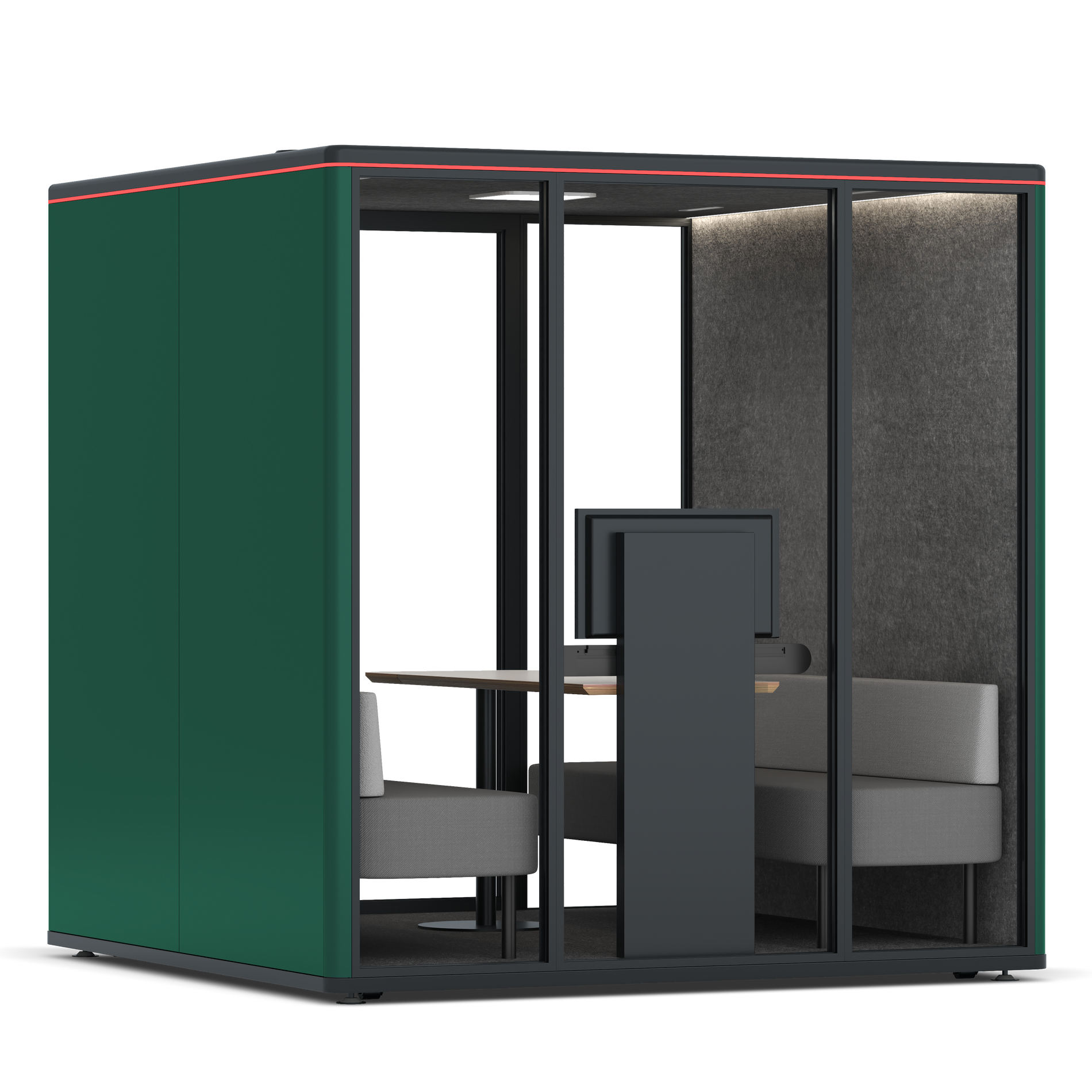Omni SixSofa (+ Monitor Stand) / RAL Moss Green / #615f5d