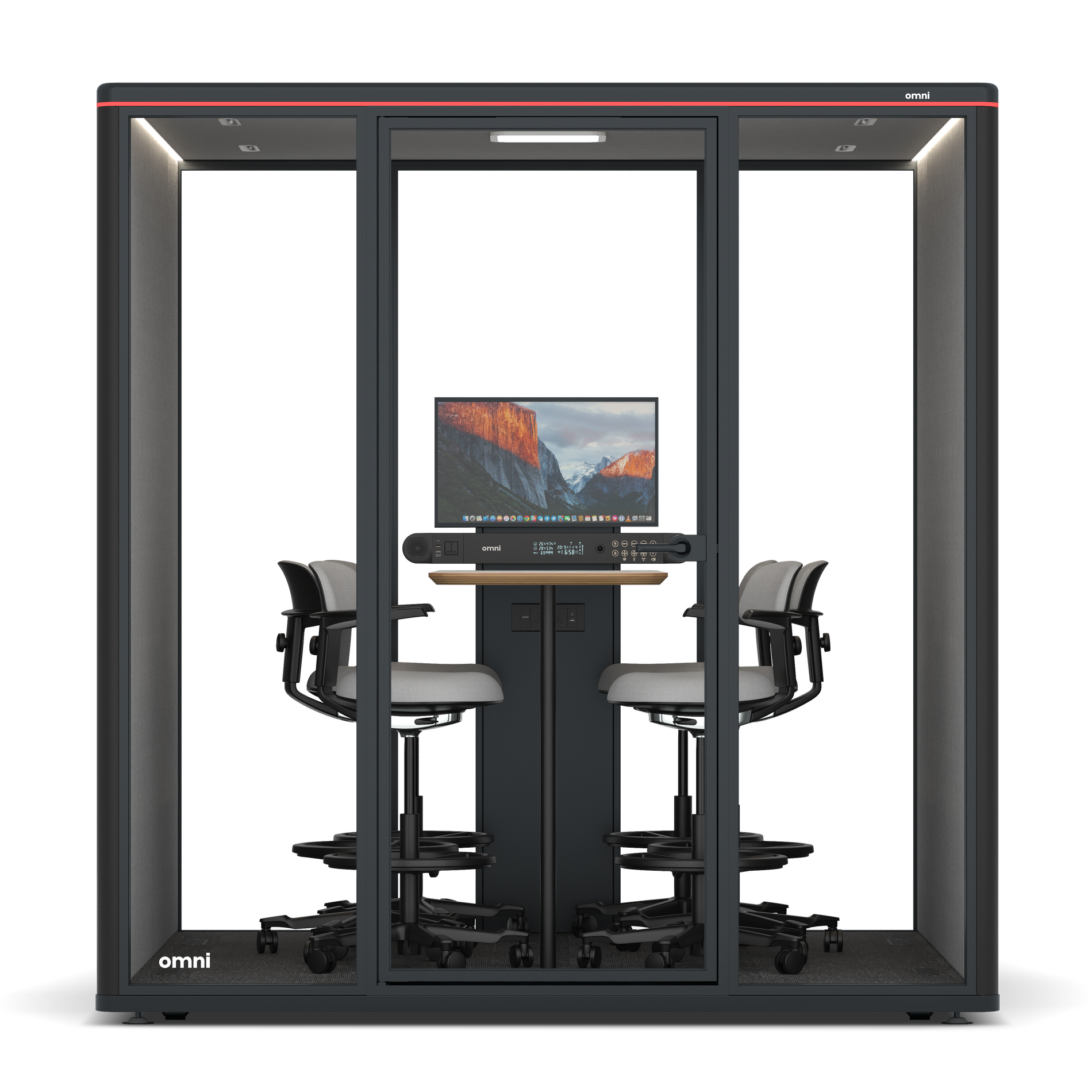 Omni SixCounter Meeting Table (+ Monitor Stand) / RAL Black / Grey Corrugated