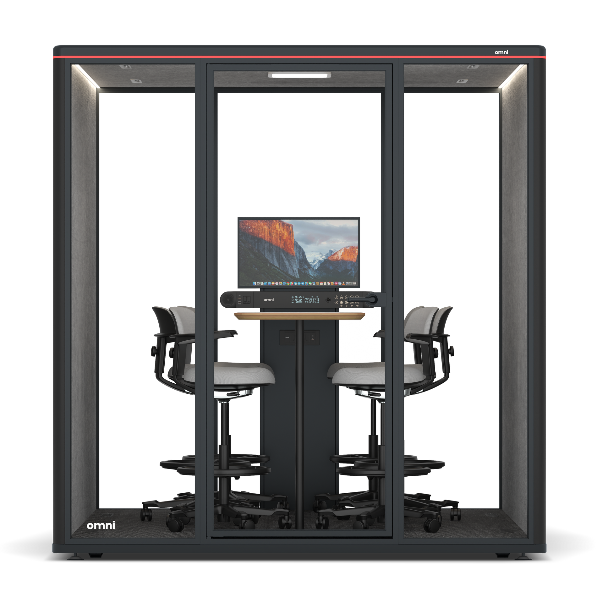 Omni SixCounter Meeting Table (+ Monitor Stand) / RAL Black / Light Grey Pet Board
