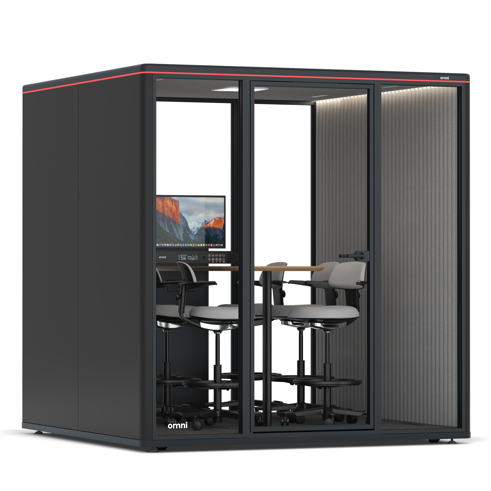 Omni SixCounter Meeting Table (+ Monitor Stand) / RAL Black / Grey Corrugated