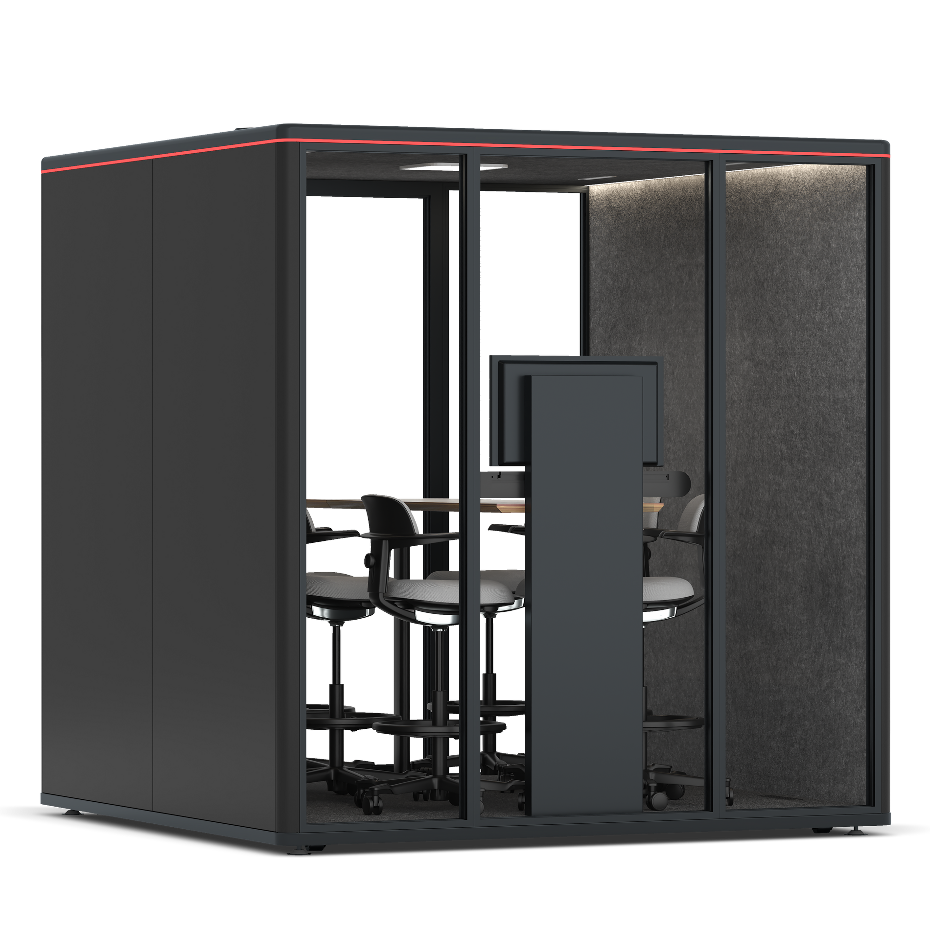 Omni SixCounter Meeting Table (+ Monitor Stand) / RAL Black / Dark Grey Pet Board