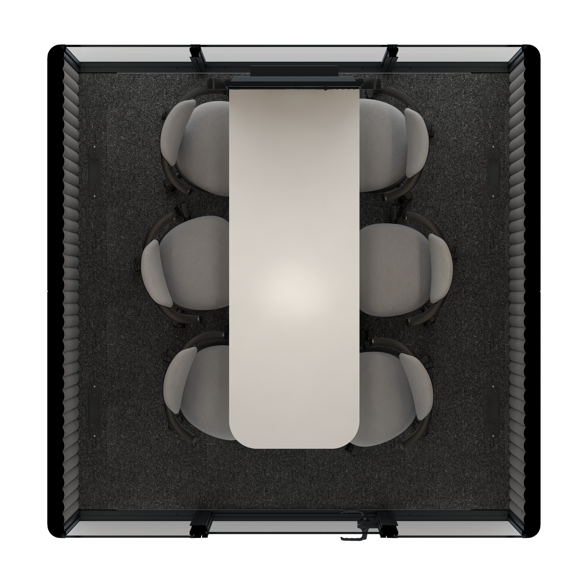 Omni SixCounter Meeting Table (+ Monitor Stand) / RAL Black / Grey Corrugated