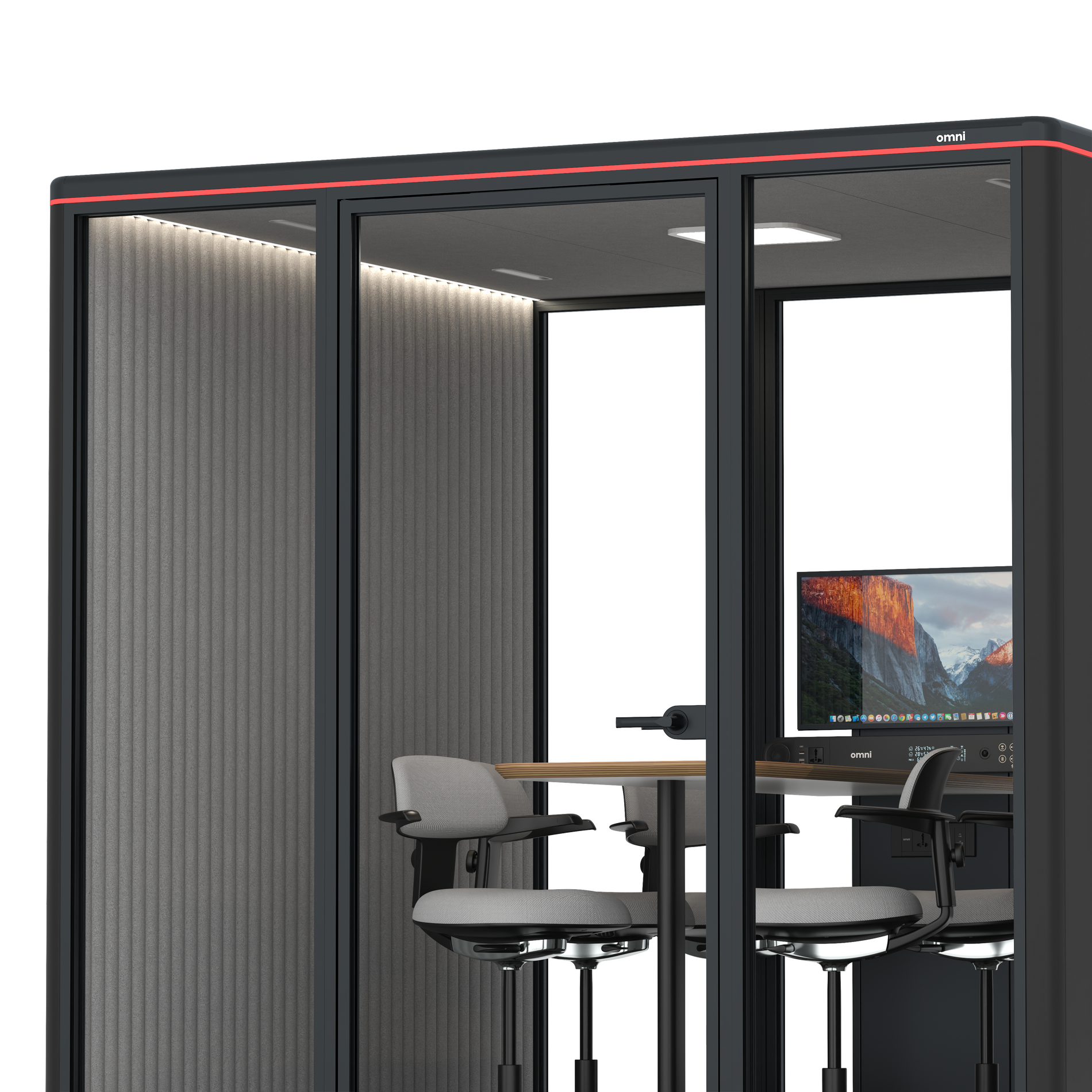 Omni SixCounter Meeting Table (+ Monitor Stand) / RAL Black / #6d6c69