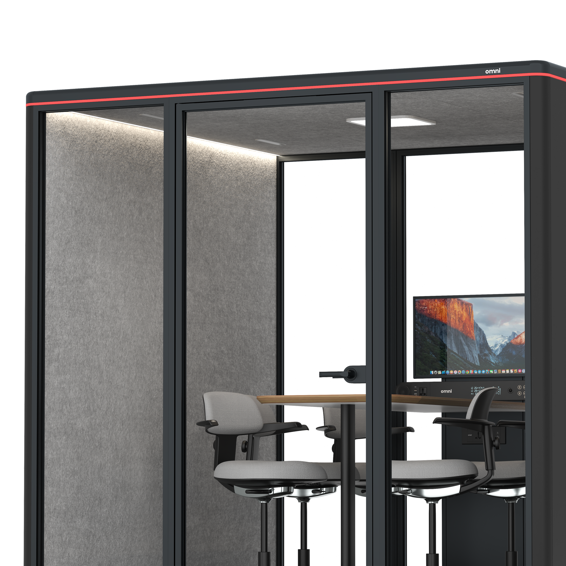 Omni SixCounter Meeting Table (+ Monitor Stand) / RAL Black / Light Grey Pet Board