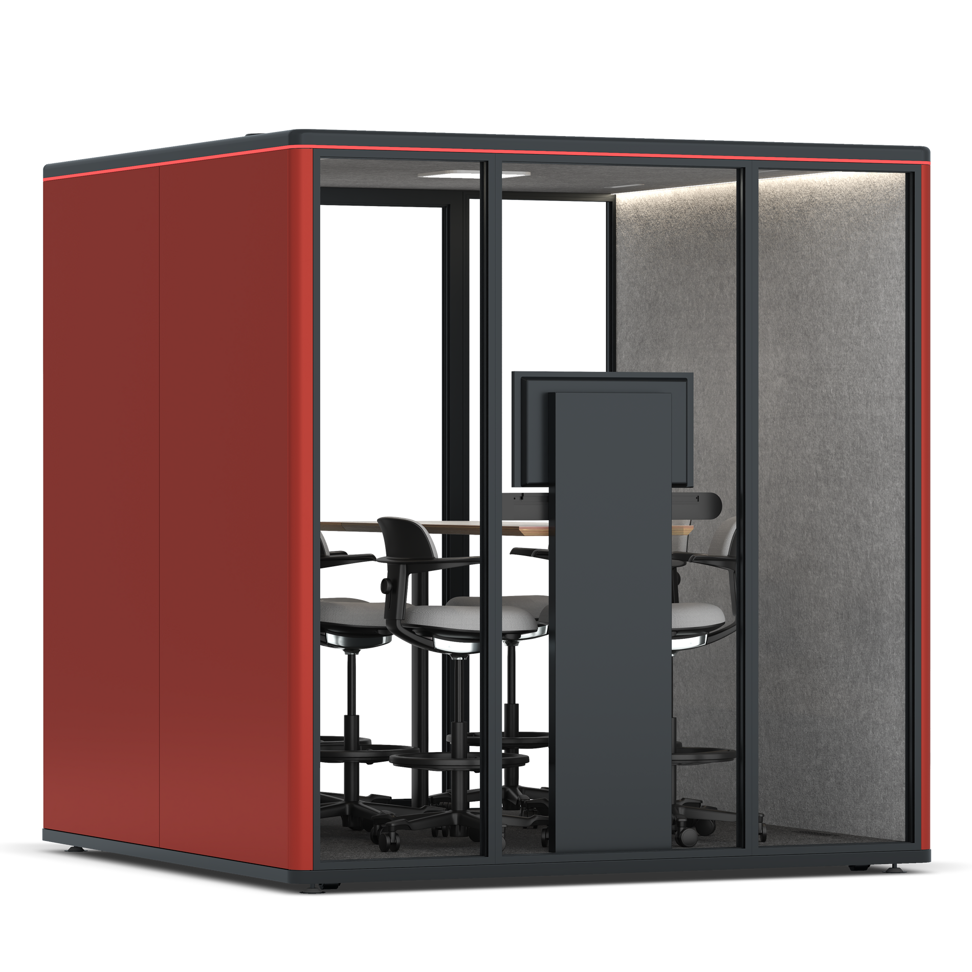 Omni SixCounter Meeting Table (+ Monitor Stand) / RAL Tomato Red / #a49f98
