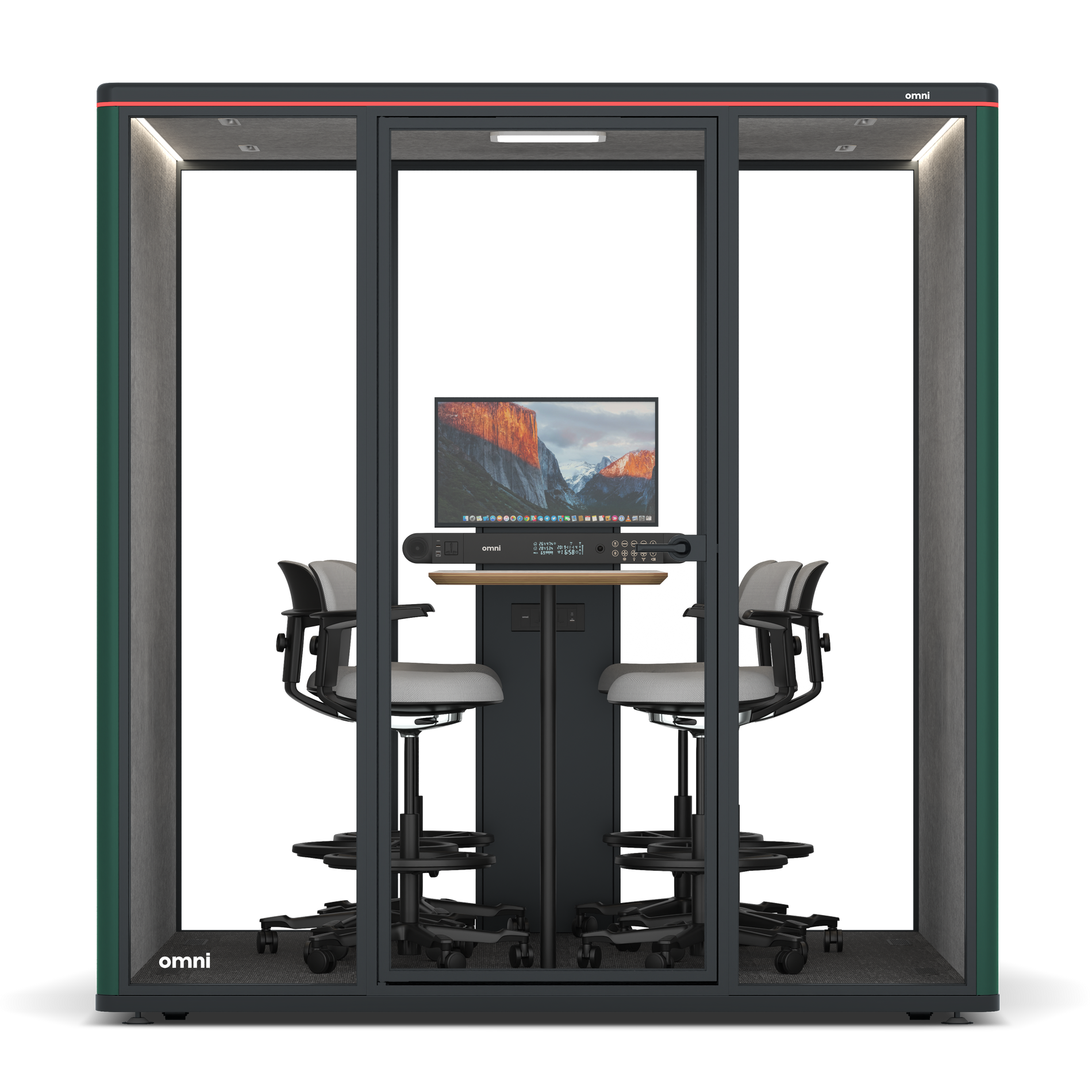 Omni SixCounter Meeting Table (+ Monitor Stand) / RAL Moss Green / #a49f98