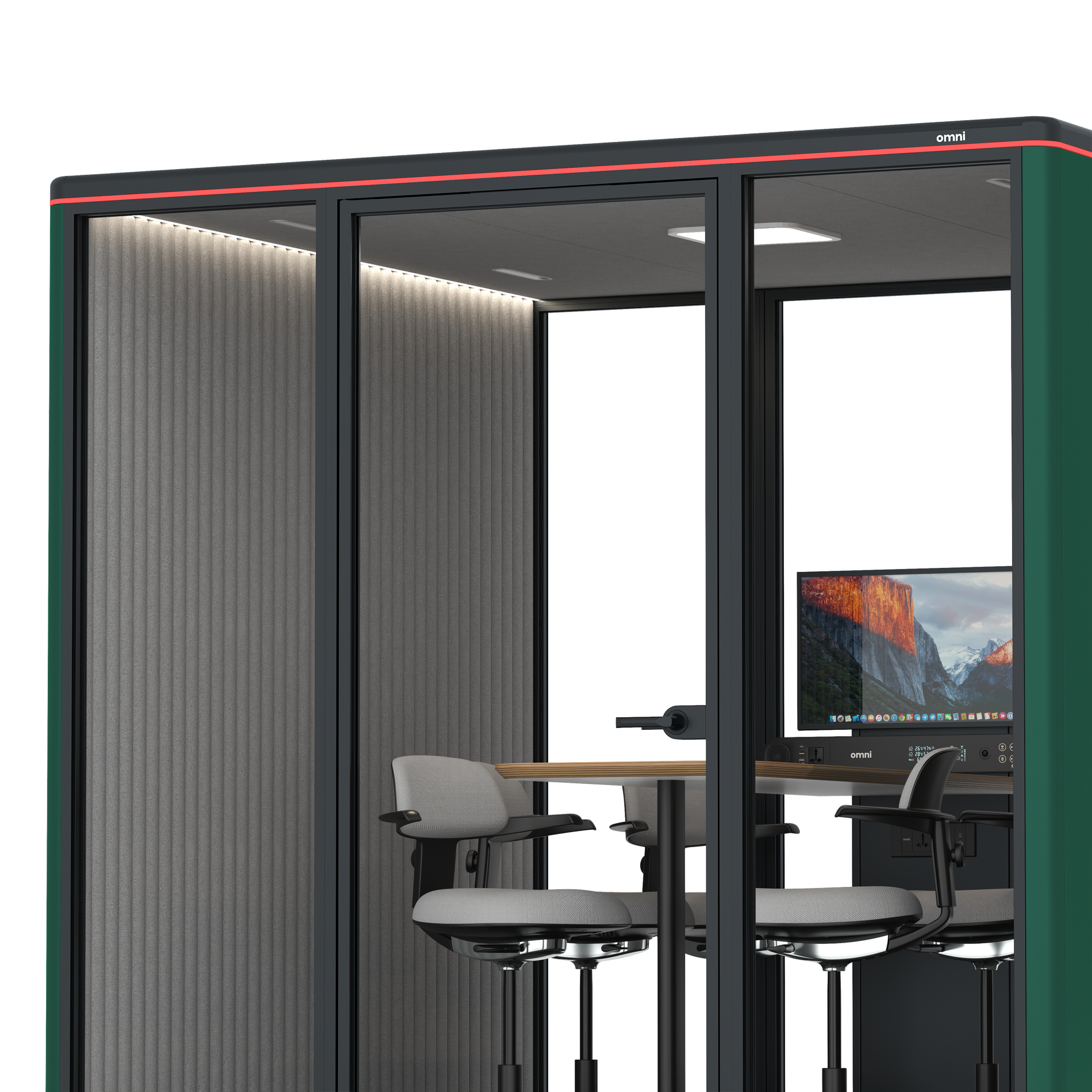Omni SixCounter Meeting Table (+ Monitor Stand) / RAL Moss Green / #6d6c69