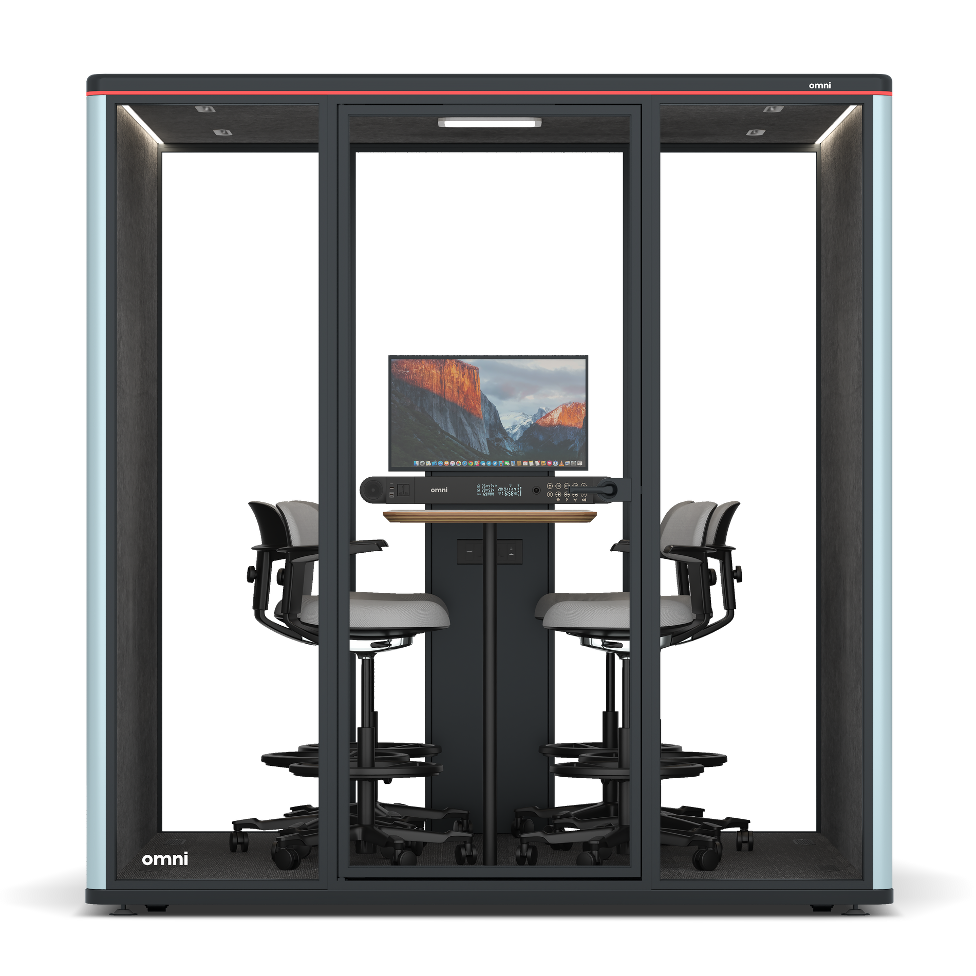 Omni SixCounter Meeting Table (+ Monitor Stand) / RAL Grey Blue / #615f5d