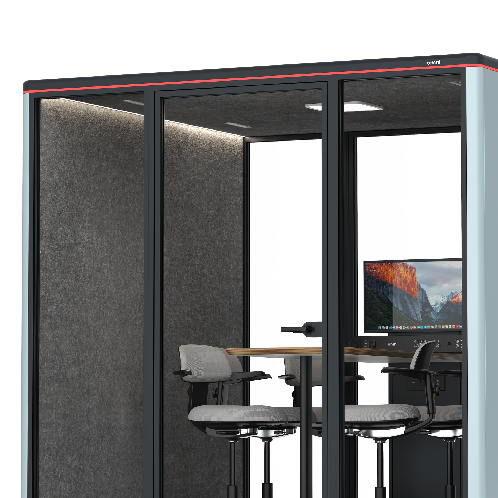 Omni SixCounter Meeting Table (+ Monitor Stand) / RAL Grey Blue / #615f5d