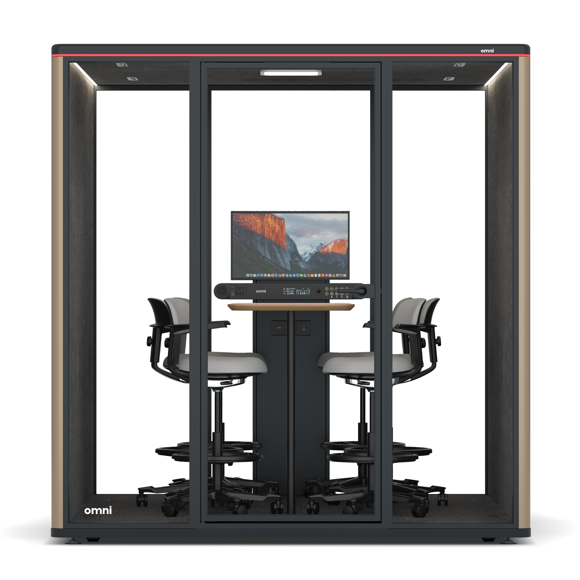 Omni SixCounter Meeting Table (+ Monitor Stand) / RAL Grey Beige / #615f5d