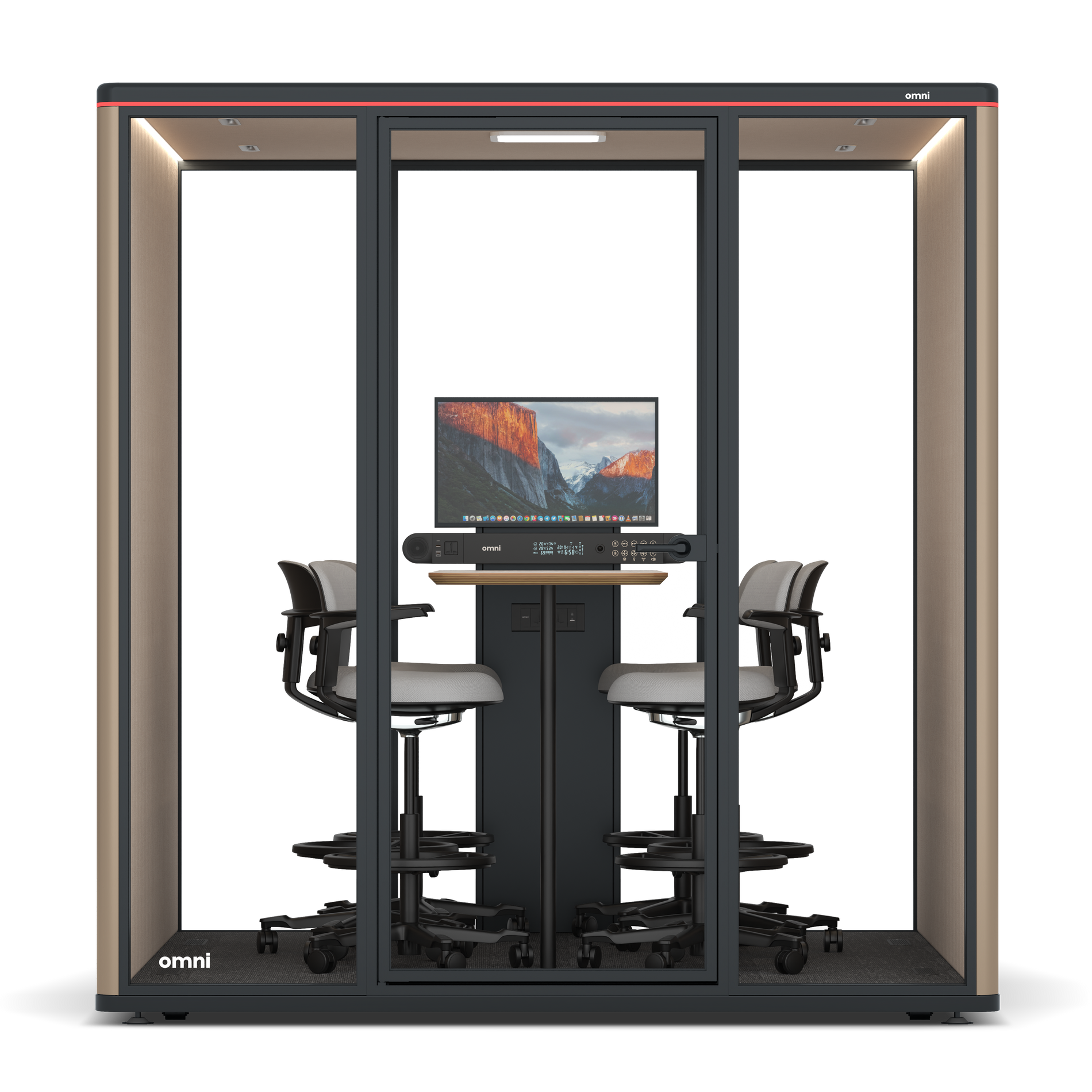 Omni SixCounter Meeting Table (+ Monitor Stand) / RAL Grey Beige / #a18e7e