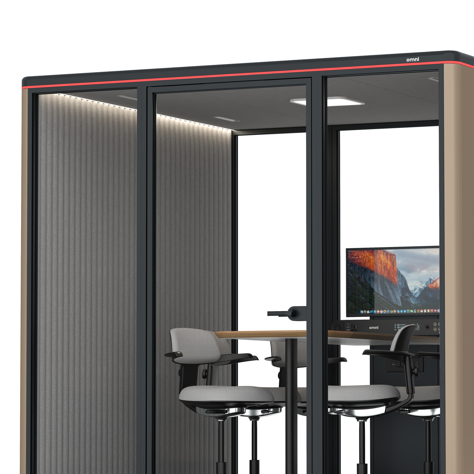 Omni SixCounter Meeting Table (+ Monitor Stand) / RAL Grey Beige / #6d6c69