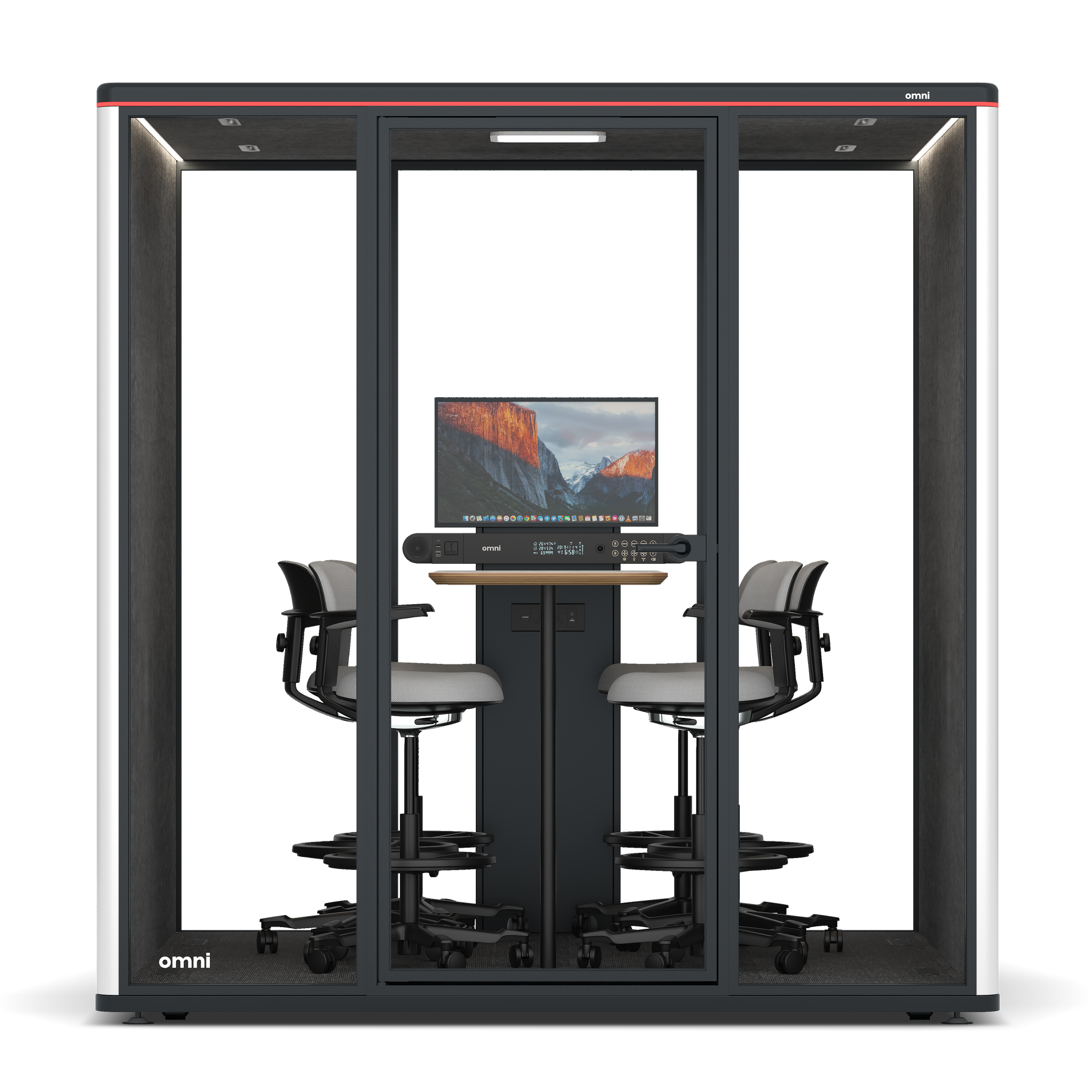 Omni SixCounter Meeting Table (+ Monitor Stand) / WhiteRAL Pure White / #615f5d