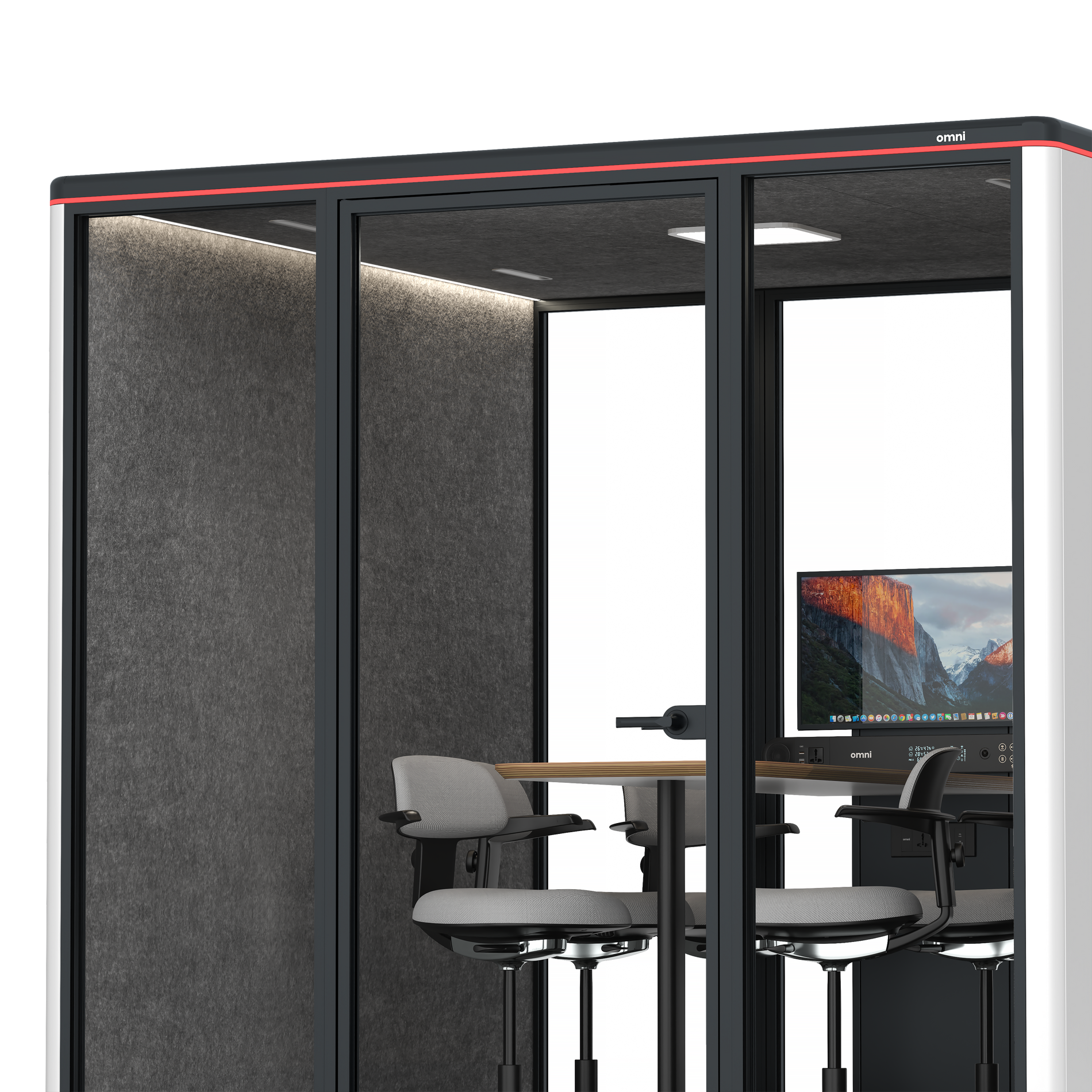 Omni SixCounter Meeting Table (+ Monitor Stand) / WhiteRAL Pure White / #615f5d