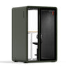 Quell - CoWorker - 1-2 Person Pod Sound Booth Sound Booth Store Dark Green Dark Gray Electric Adjustable Work Station + Stool