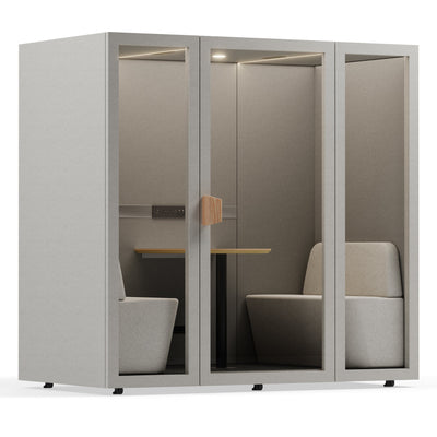 Folio 4 Person Booth office phone booth Sound Booth Store Folio Pebble Grey Furniture Set 1 
