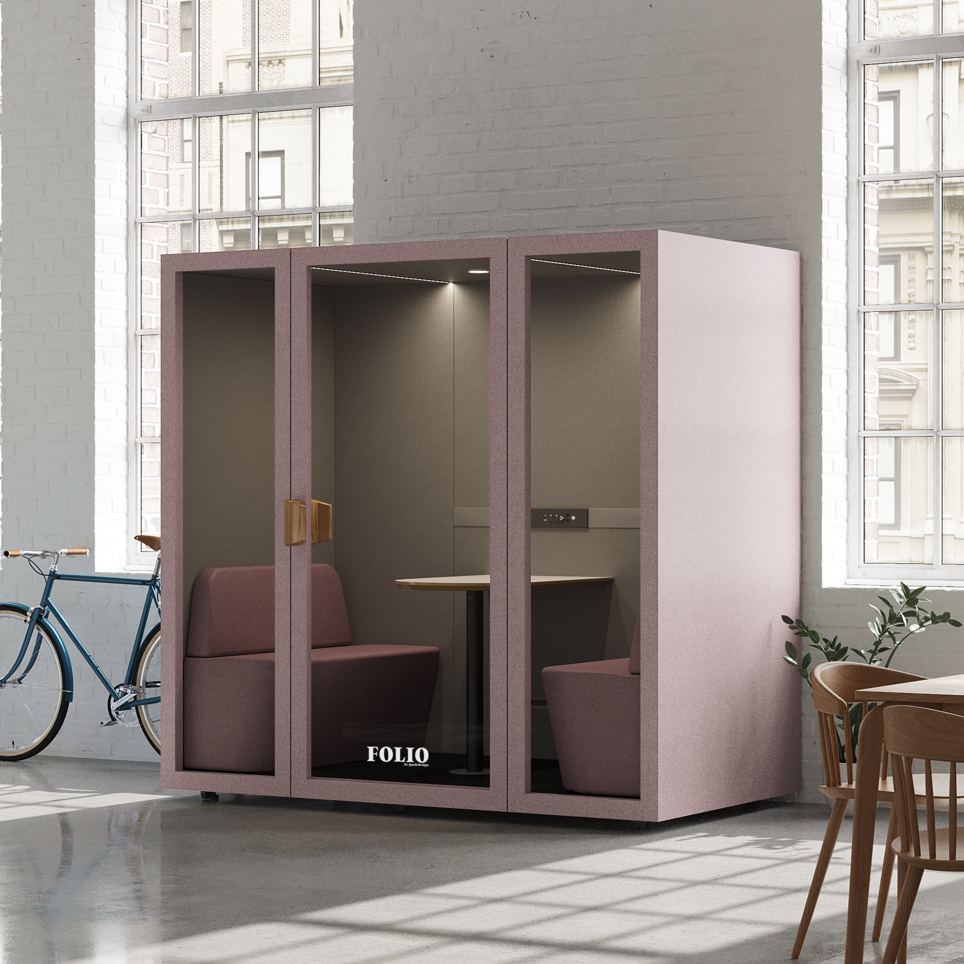 Folio Office Pod - 2-4 PersonFolio Blush / Furniture As Per Images