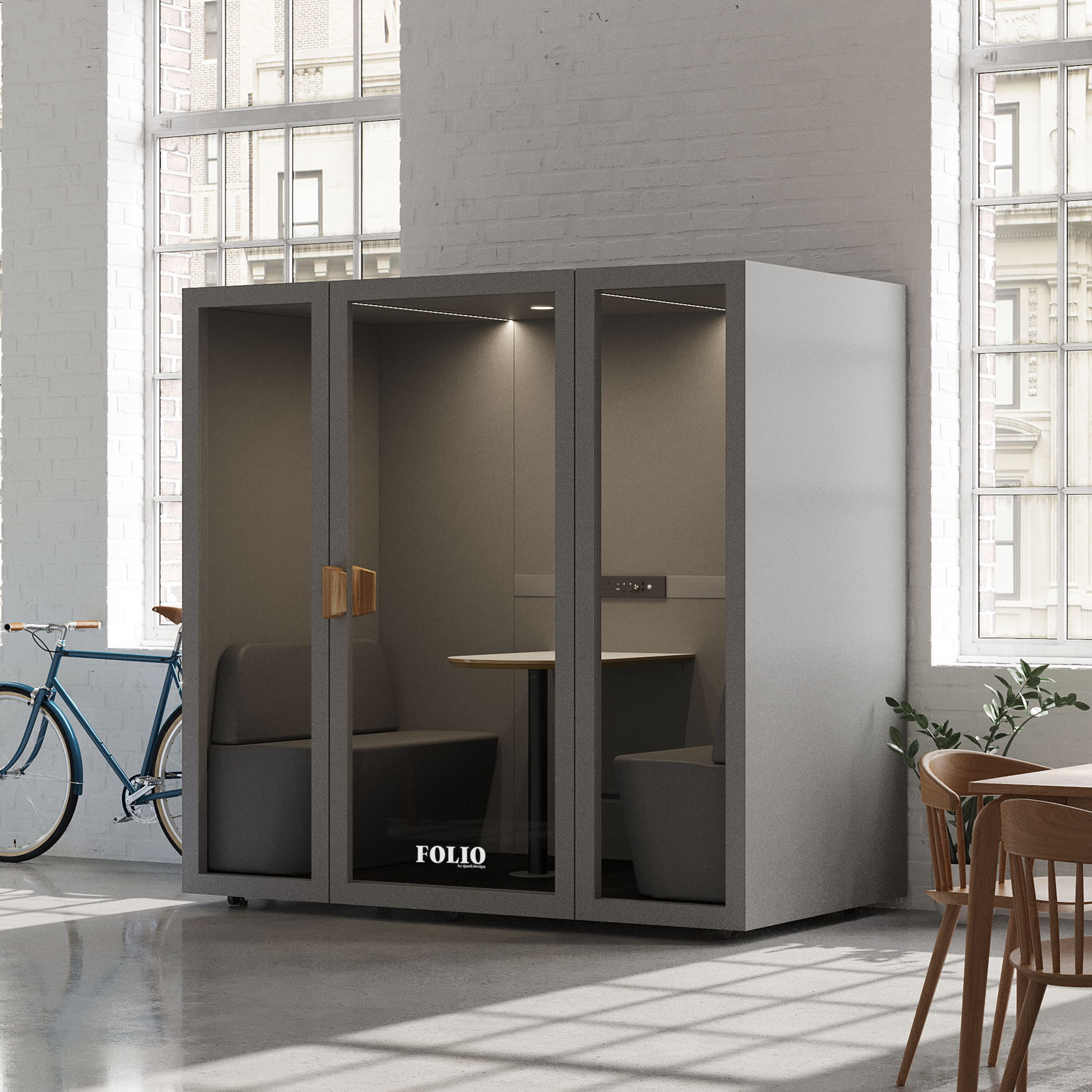 Folio Office Pod - 2-4 PersonFolio Dark Grey / Furniture As Per Images