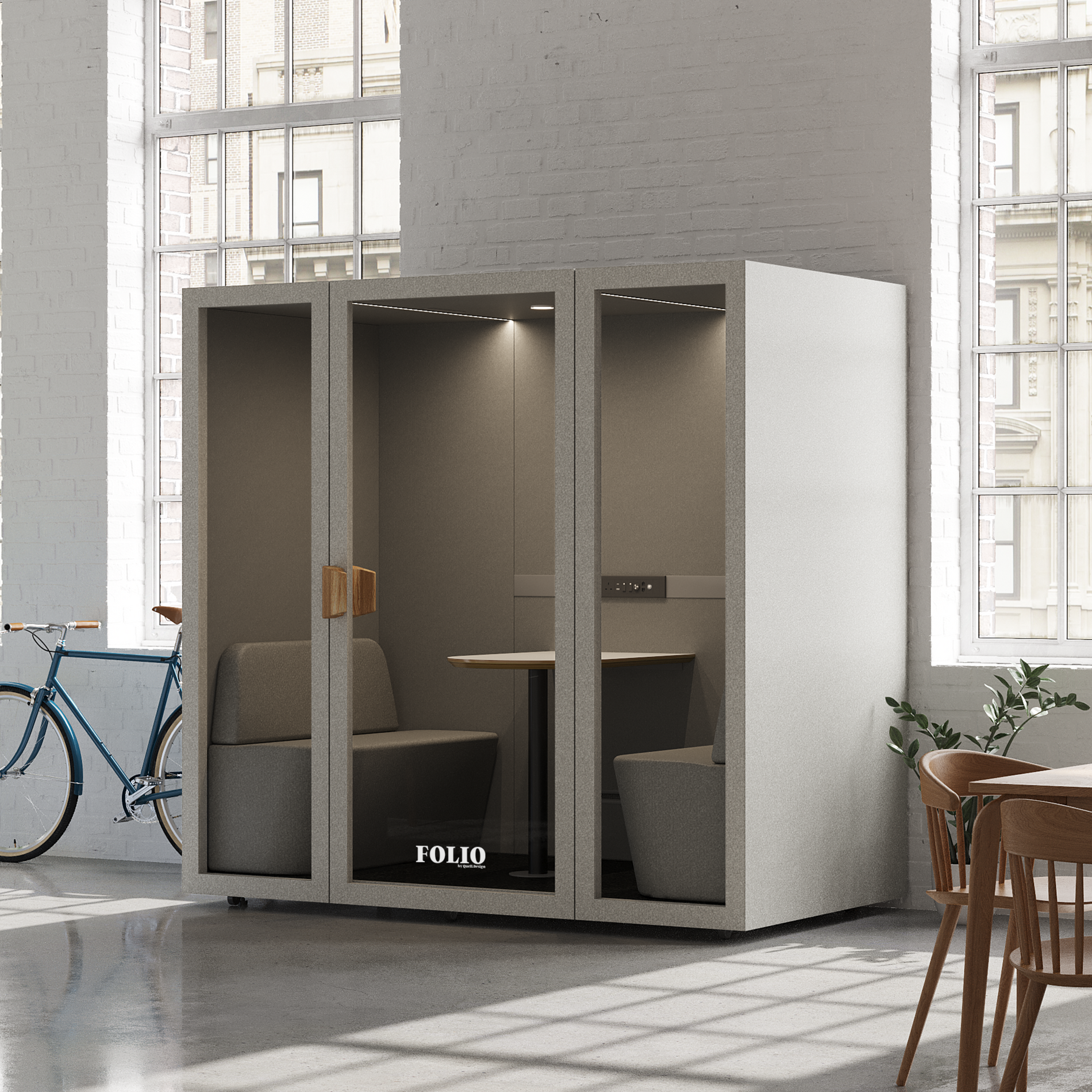 Folio Office Pod - 2-4 PersonFolio Pebble Grey / Furniture As Per Images