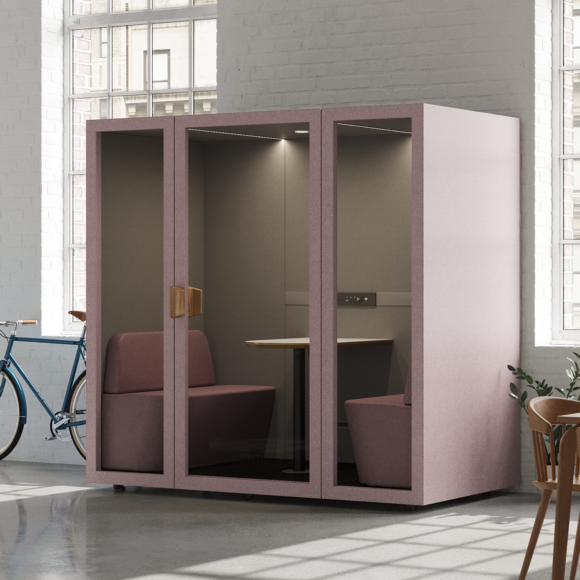 Office Pod - 2-4 PersonFolio Blush / Furniture As Per Images