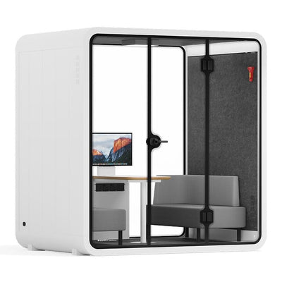 Quell - Meeting Booth - 4 Person for rent acoustic sound pod Sound Booth Store White Dark Grey Delux
