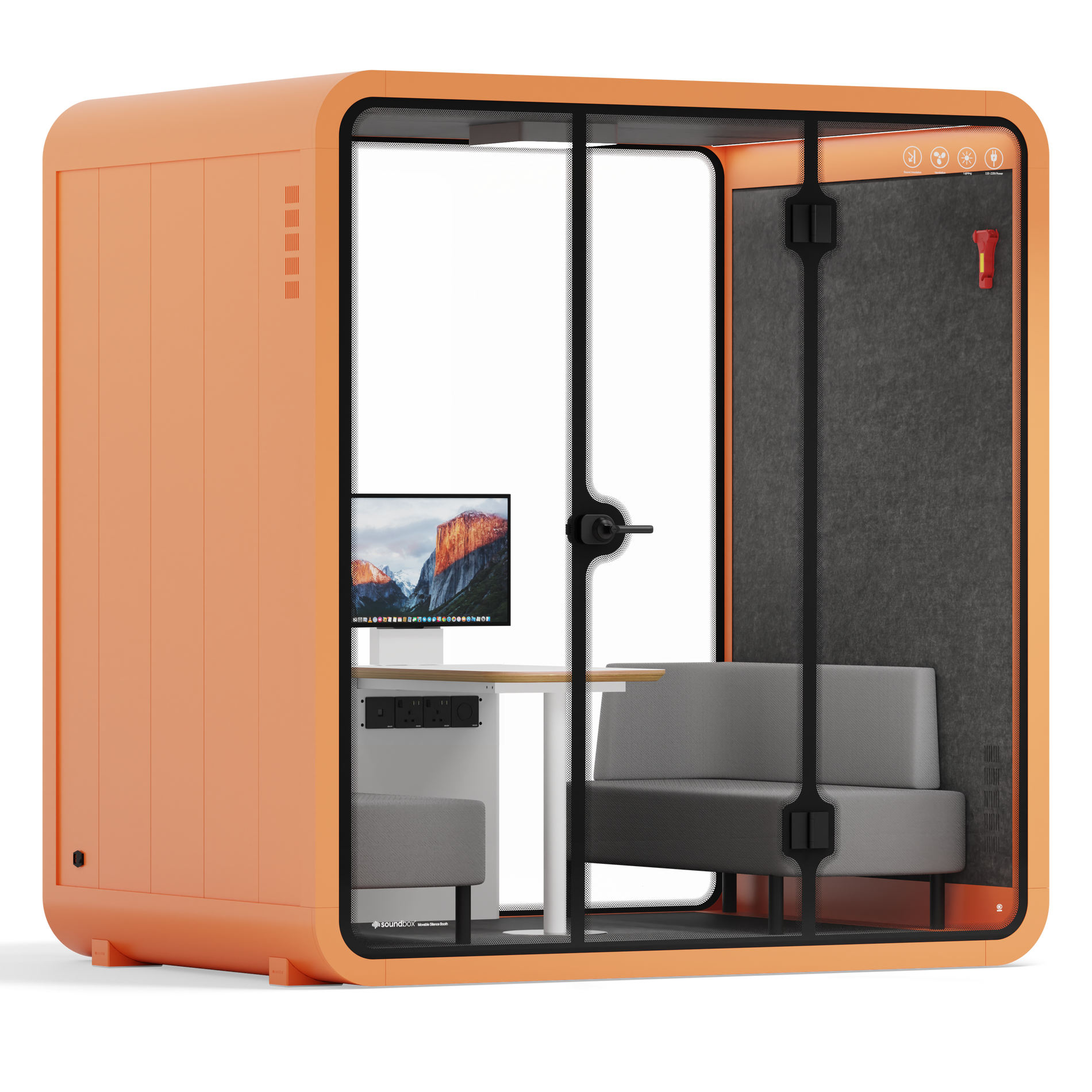 Quell - Meeting Booth - 4 PersonOrange / Dark Grey / Delux