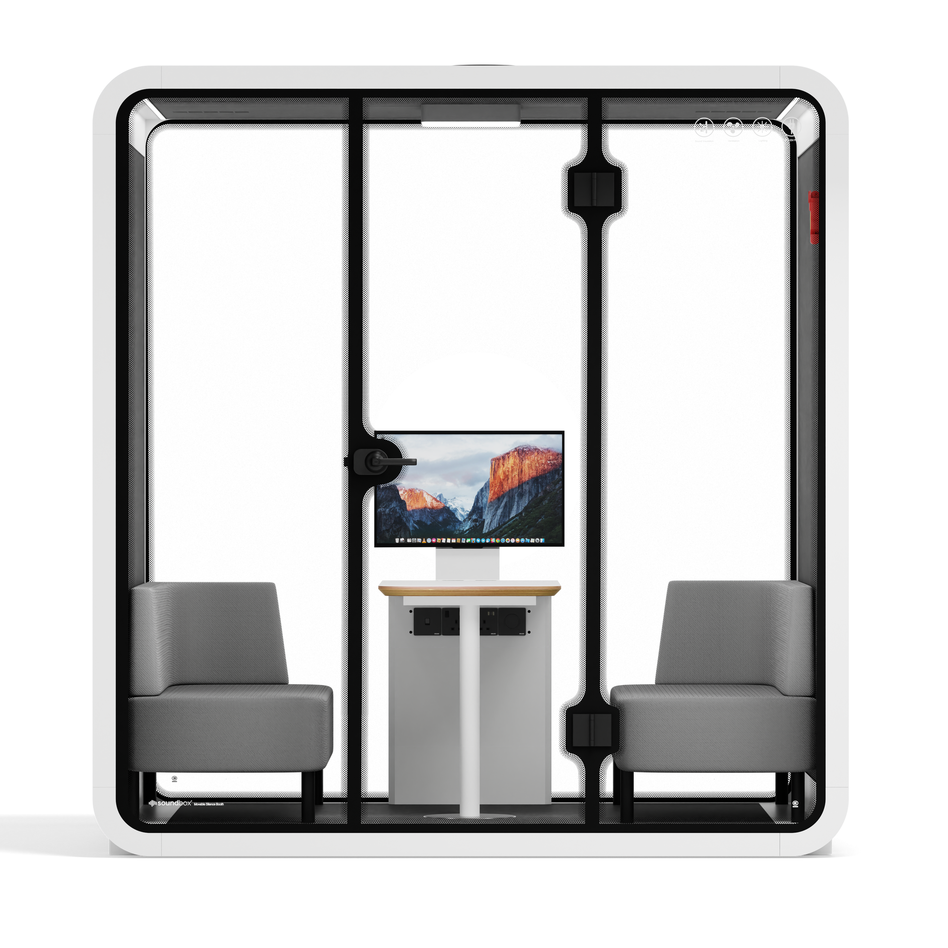 Quell - Meeting Booth - 4 PersonWhite / Dark Grey / Delux