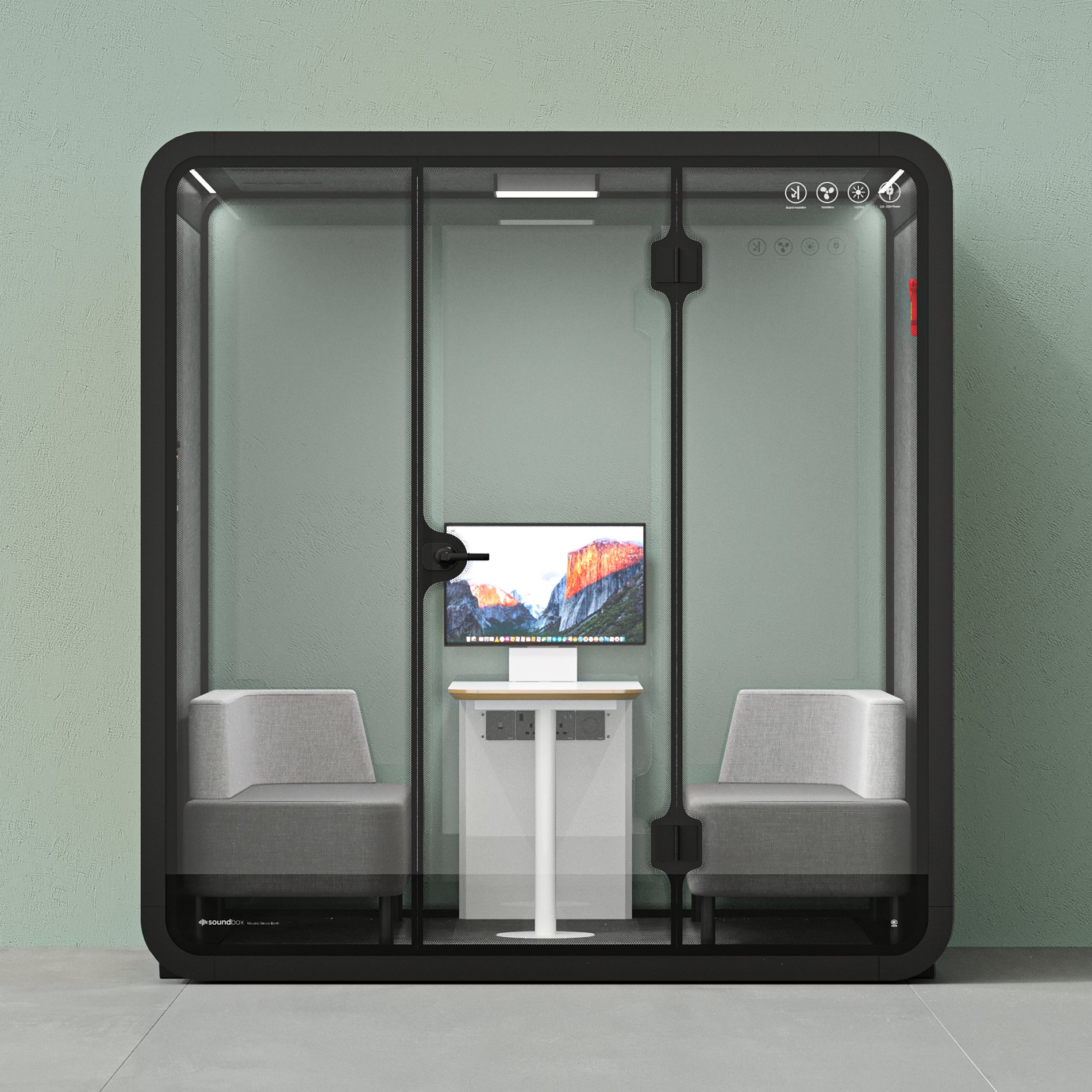 Quell - Meeting Booth - 4 PersonBlack / Dark Grey / No Furniture