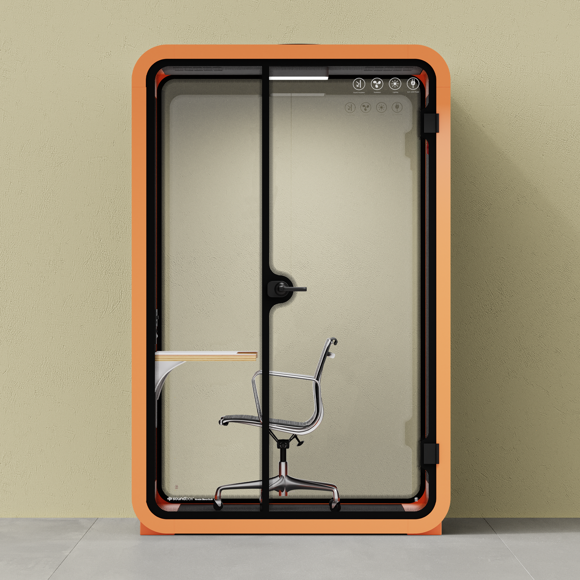 Quell - Office Pod - 2 PersonOrange / Dark Gray / Work Station + Designer Office Chair