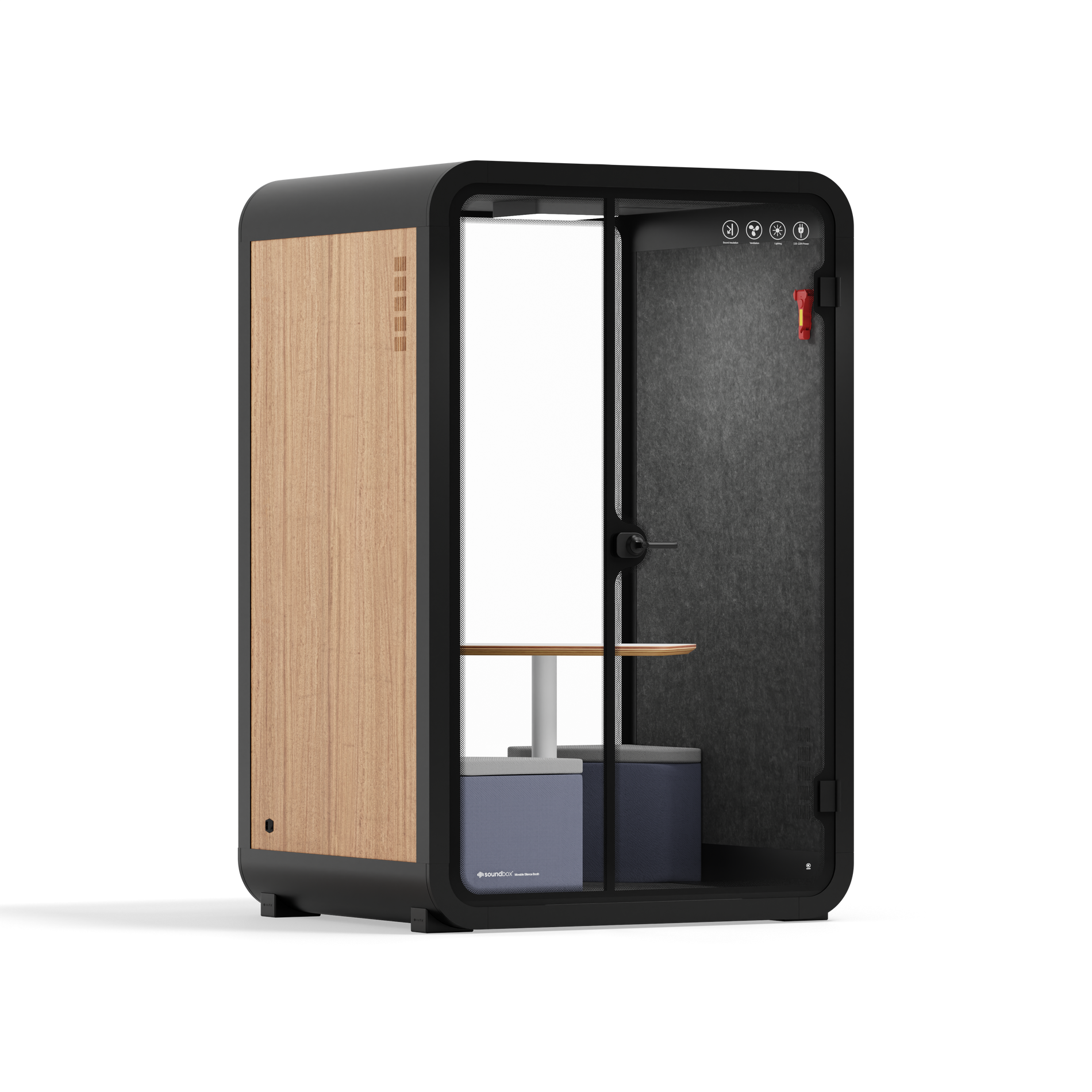 Quell Cabina telefonica da ufficio per due personeLegno / Grigio scuro / Sala riunioni + tavolo + sgabello angolare