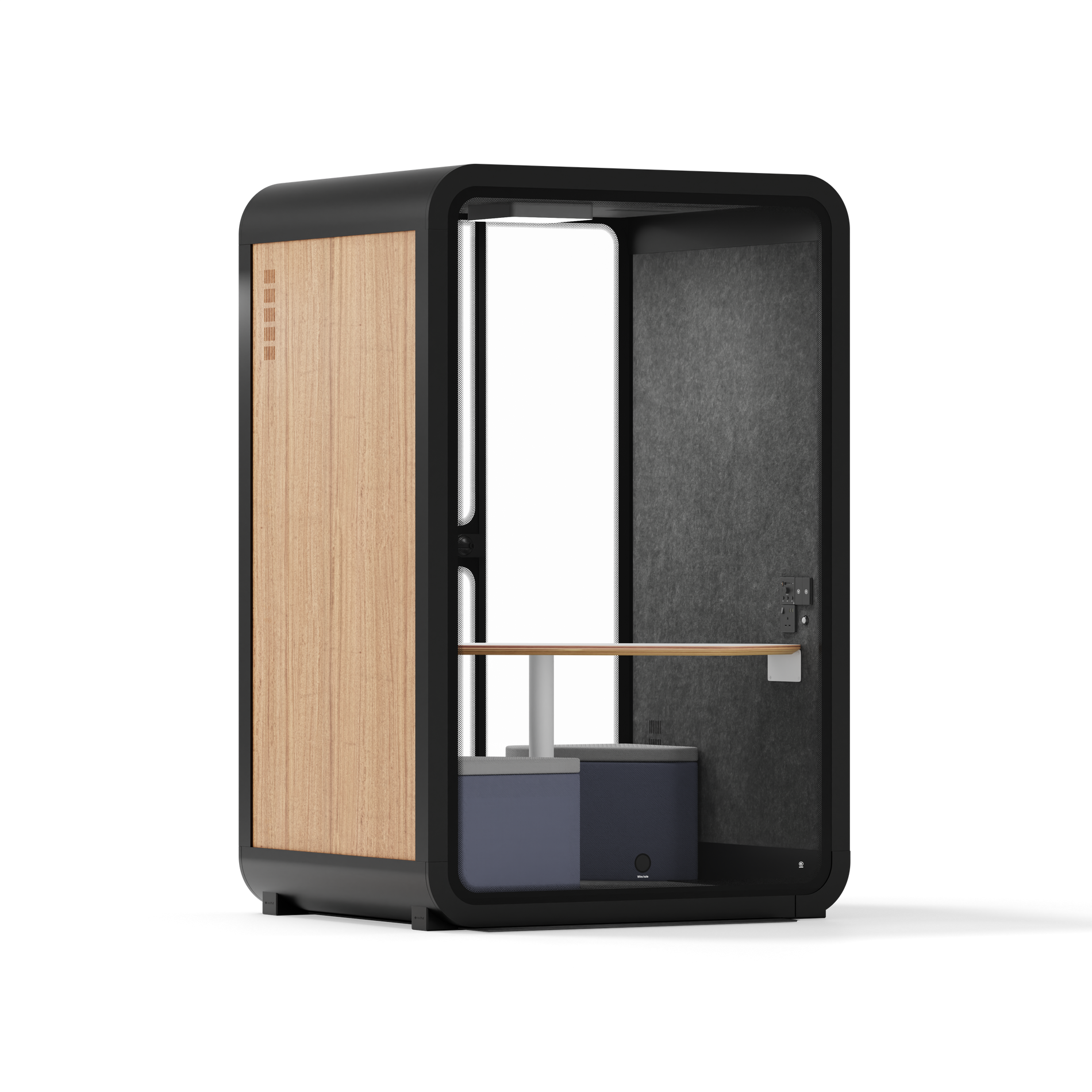 Quell Cabina telefonica da ufficio per due personeLegno / Grigio scuro / Sala riunioni + tavolo + sgabello angolare