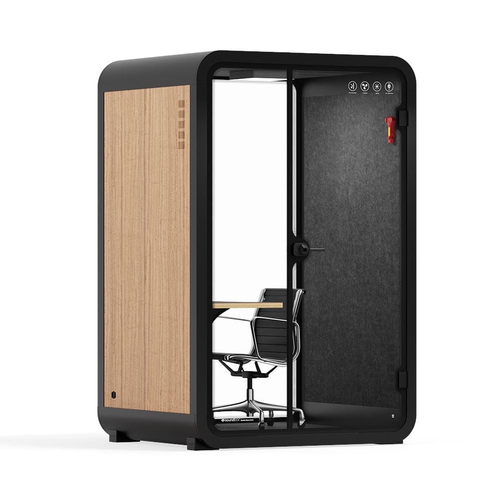 Kontortelefonboks Quell - 2 personerWooden / Dark Gray / Work Station + Designer Office Chair
