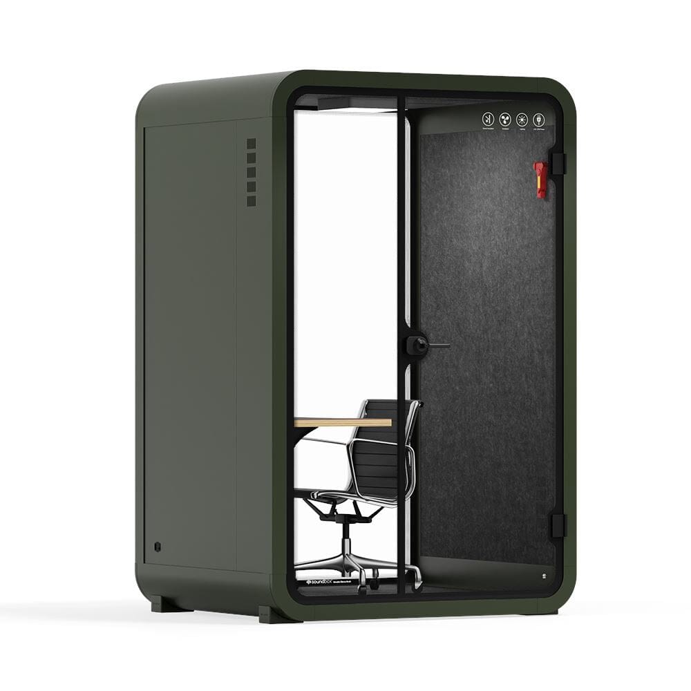 Quell - Office Pod - 2 PersonDark Green / Dark Gray / Work Station + Designer Office Chair