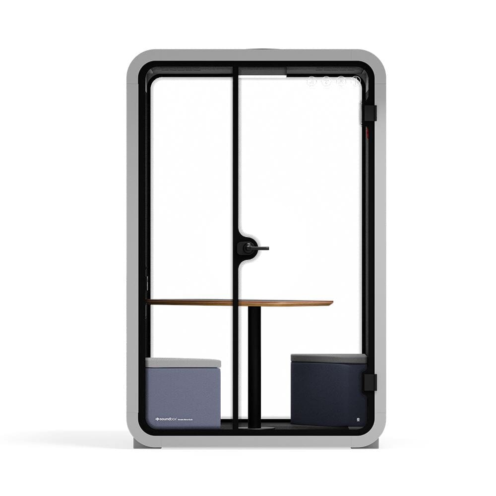 Quell - Office Pod - 2 PersonLight Grey / Dark Gray / Meeting Room + Table + Corner Stool