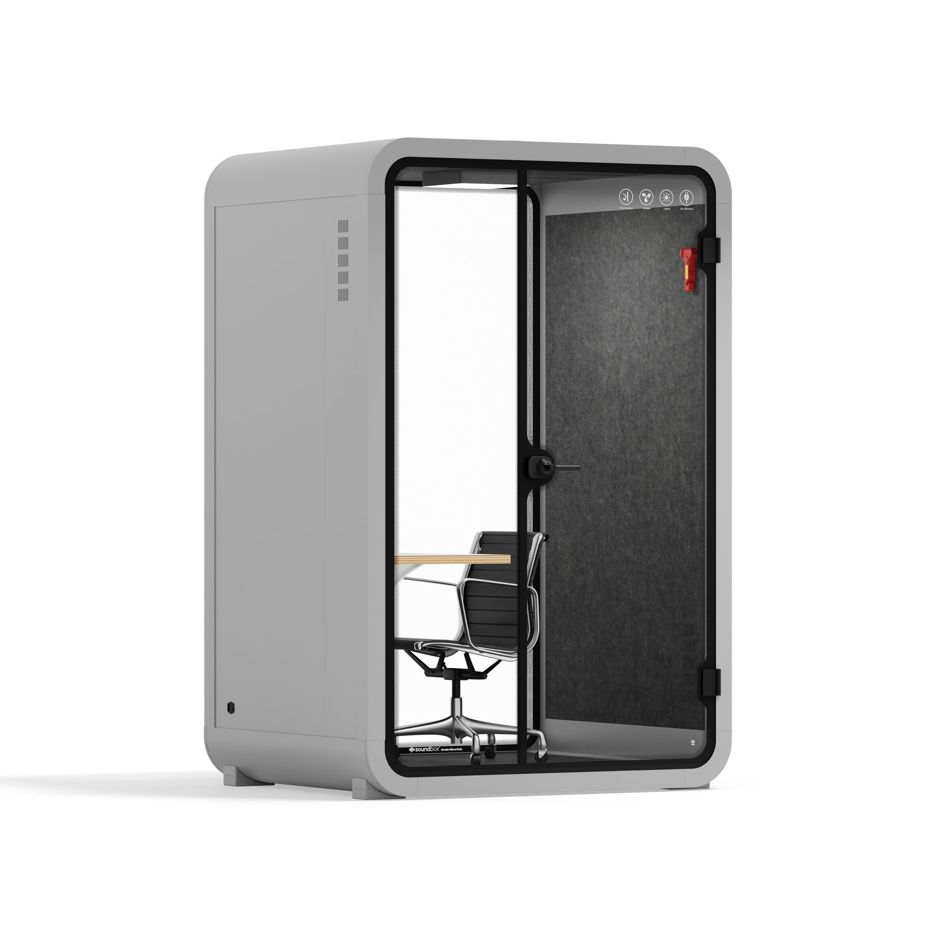 Quell Cabina telefonica da ufficio per due personeGrigio chiaro / Grigio scuro / Postazione di lavoro + sedia ufficio di design